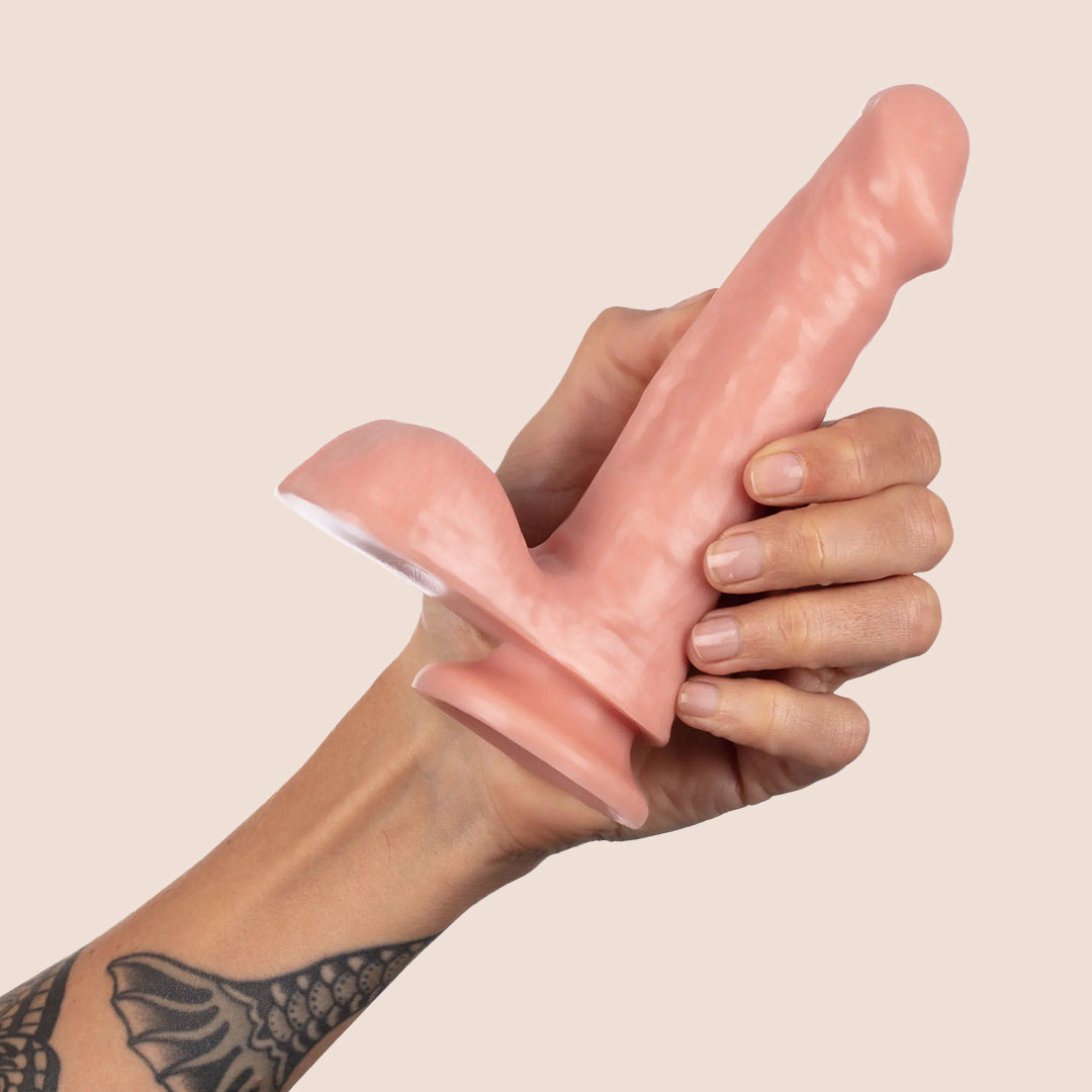 Basix 6 Inch Silicone Dildo with Strong Suction Cup - Flexible Yet Firm Adult Toy for Solo Play, Couples Fun & BDSM Scenes