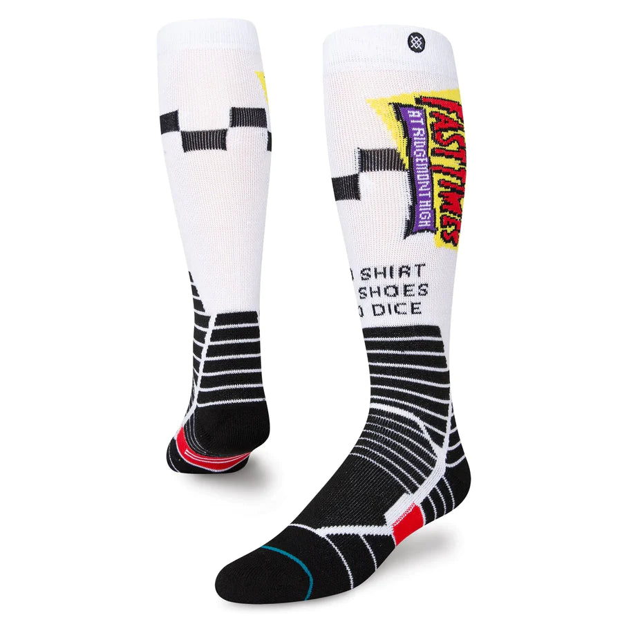 Stance FMTV Gnarly Snow White Socks - Premium Cushioned Crew Socks for Men & Women - Perfect for Running, Hiking & Winter Sports