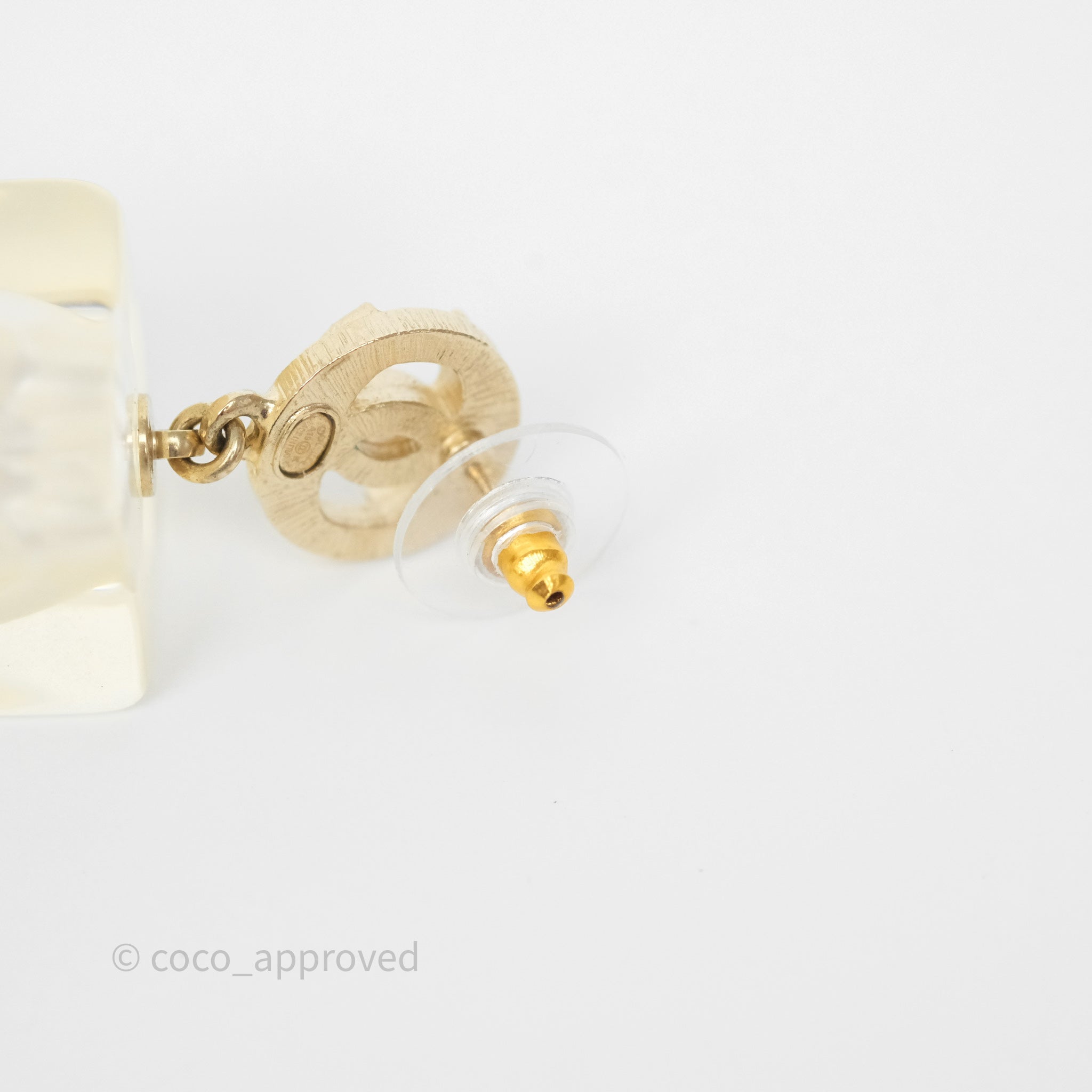 Chanel CC Crystals Pearl Resin Cube Drop Earrings 19K Gold - Luxury Fashion Jewelry for Women, Elegant Party & Wedding Accessories