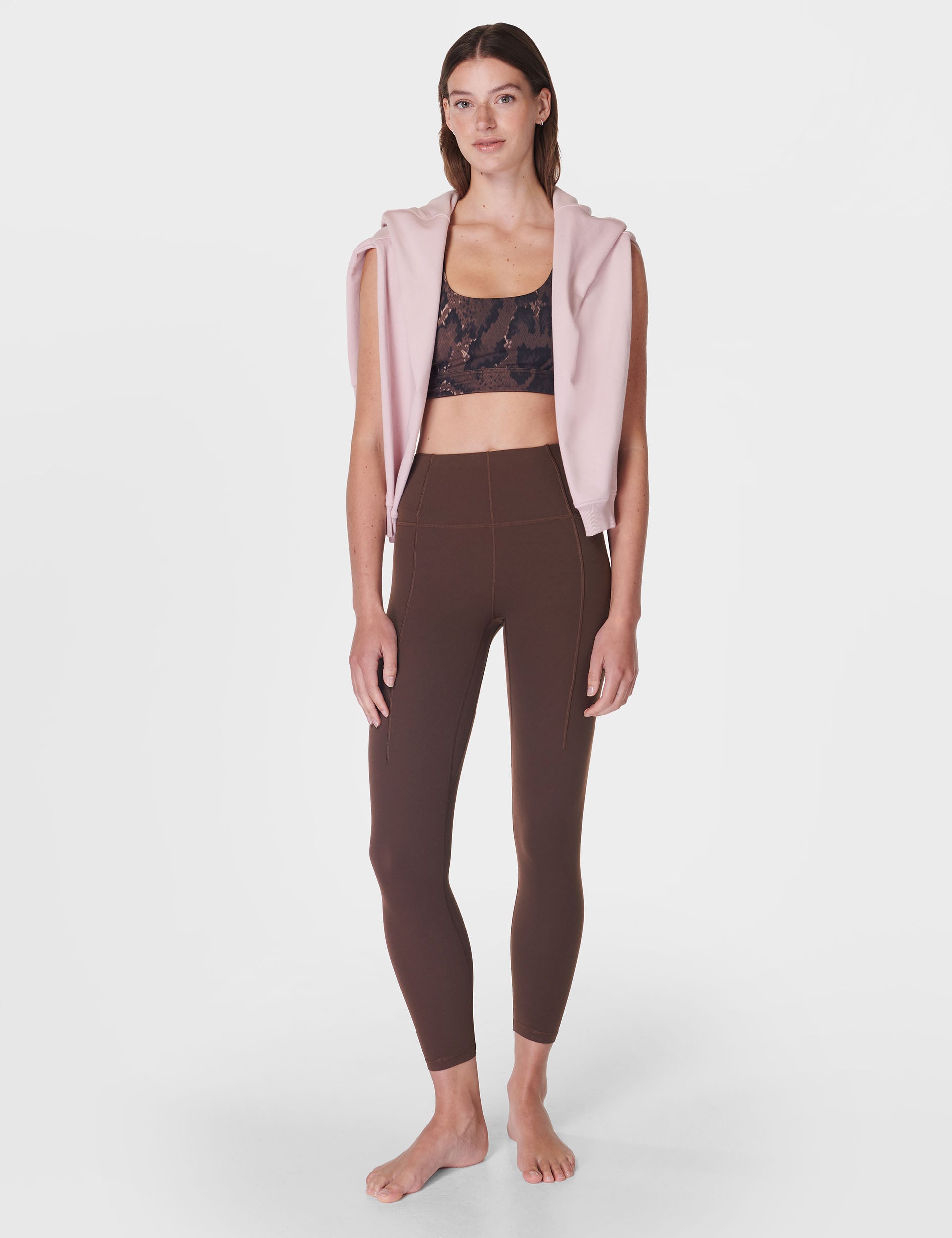 Premium Super Soft 7/8 Yoga Leggings for Women - High Waisted Stretchy Workout Pants in Cacao Brown | Perfect for Yoga, Pilates, Gym & Lounge Wear