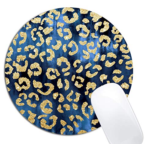 Leopard Gold Watercolor Navy Blue