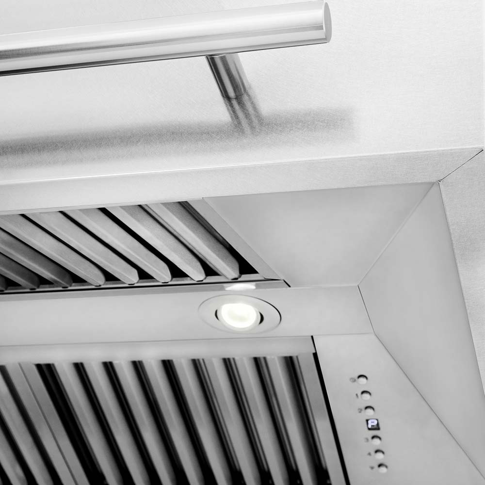 ZLINE 48-Inch Stainless Steel Wall Mount Range Hood with Satin Finish & Stainless Steel Handle (8654SNX 48) - Powerful Kitchen Ventilation for Gas Stoves & Cooking Areas