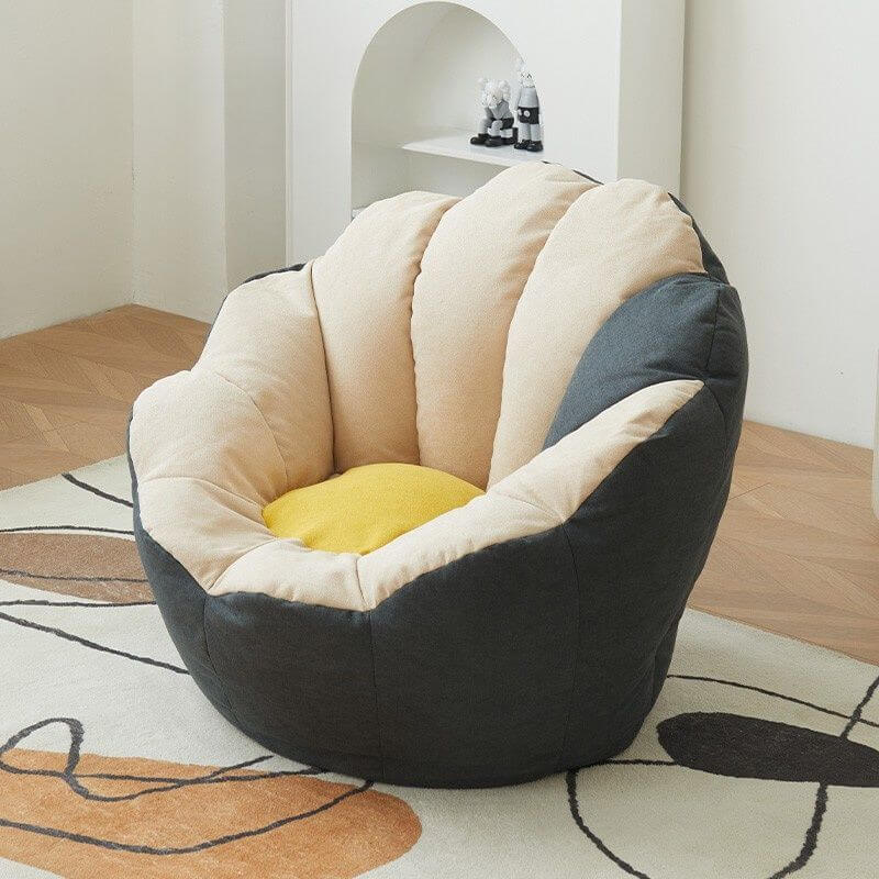 Minimalist Solid Lemon Yellow Cotton Blend Papasan Chair with Removable Slipcover & Sewn Pillow - Cozy Accent Chair for Living Room, Bedroom, or Reading Nook - Perfect for Relaxation and Home Decor