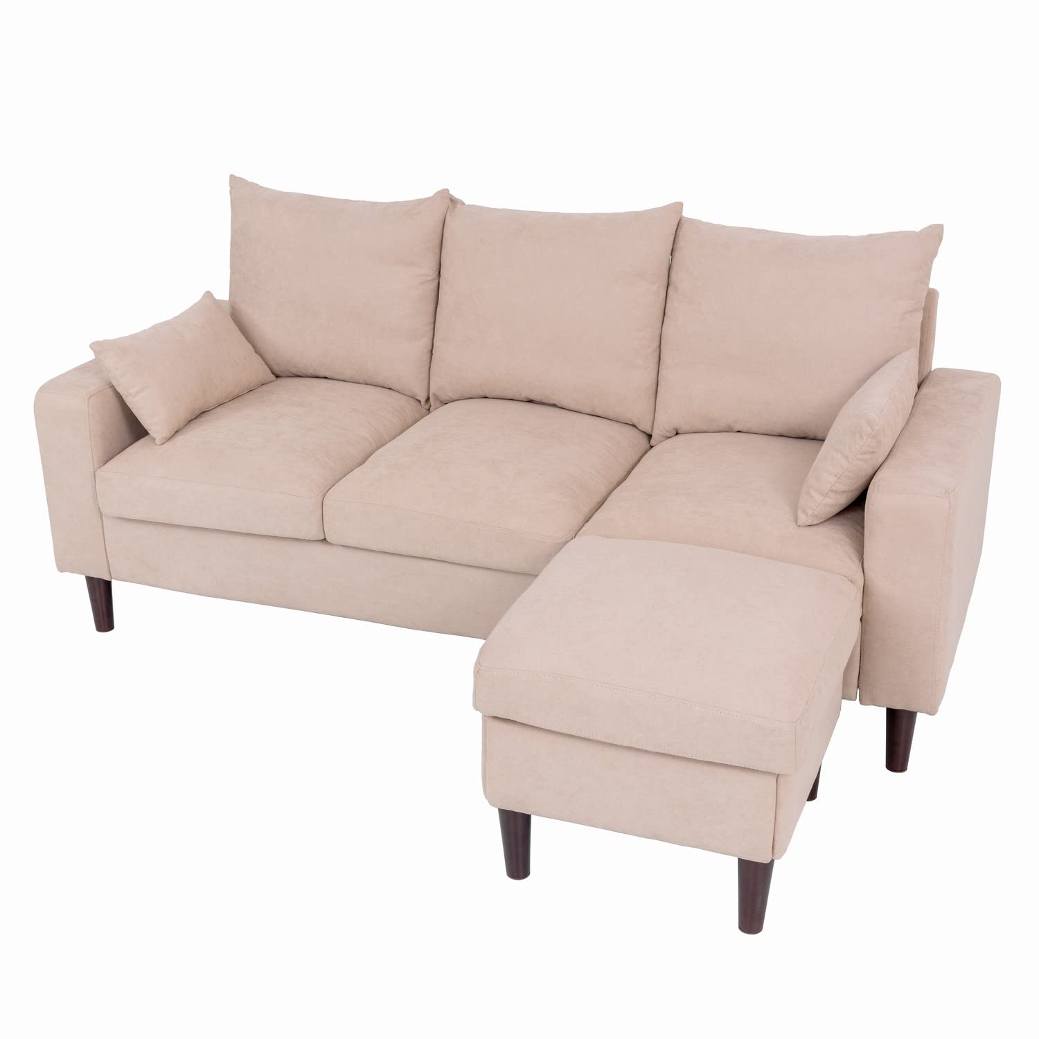 Reversible L-Shaped Sectional Sofa for Small Apartments - 3-Seat Corner Couch with Storage, Modern Beige Fabric - Perfect for Living Rooms, Studios & Home Offices