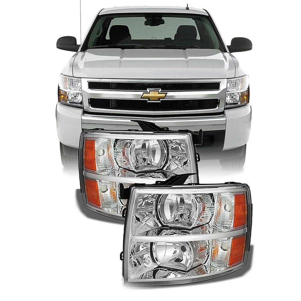 InfiniTY Auto GM2502280/GM2503280 Replacement Headlight Assembly - Left & Right Compatible with 2007-2014 Chevrolet Silverado | Durable Aftermarket Headlamps for Night Driving & Off-Road Use