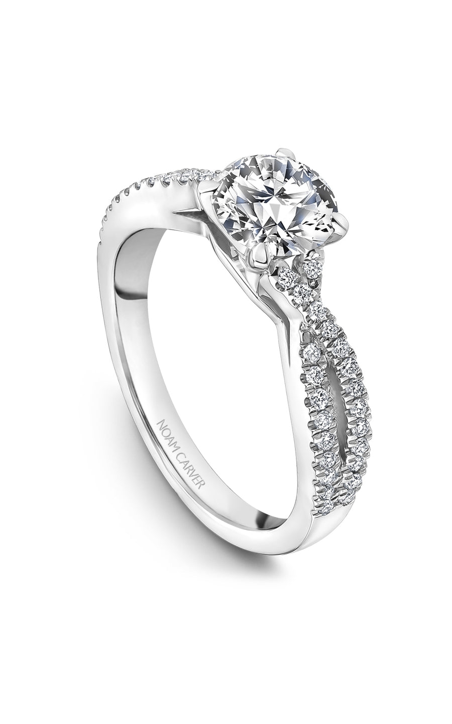 Noam Carver B514 01A Bridal Engagement Ring - 14K White Gold Diamond Wedding Band for Women, Perfect for Proposals, Anniversaries & Romantic Occasions