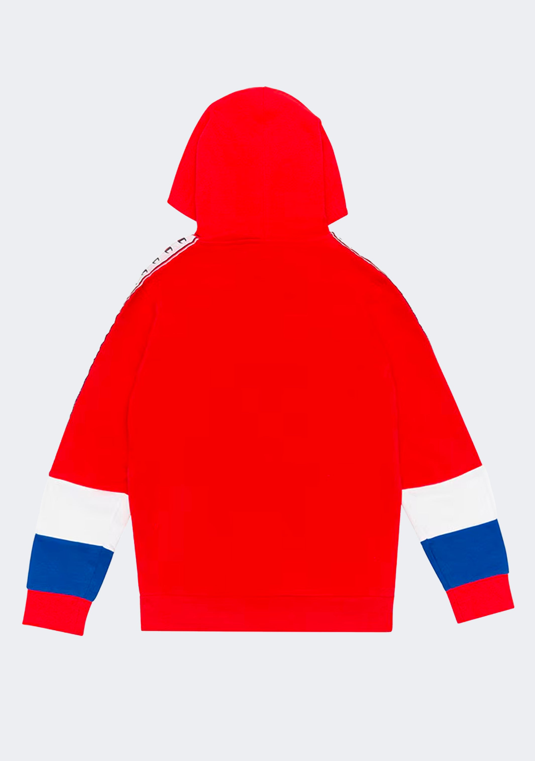 Champion Kids' Retro Tape Hoodie - Red Cotton Pullover for Boys & Girls | Cozy Casual Wear for School, Playdates & Outdoor Activities