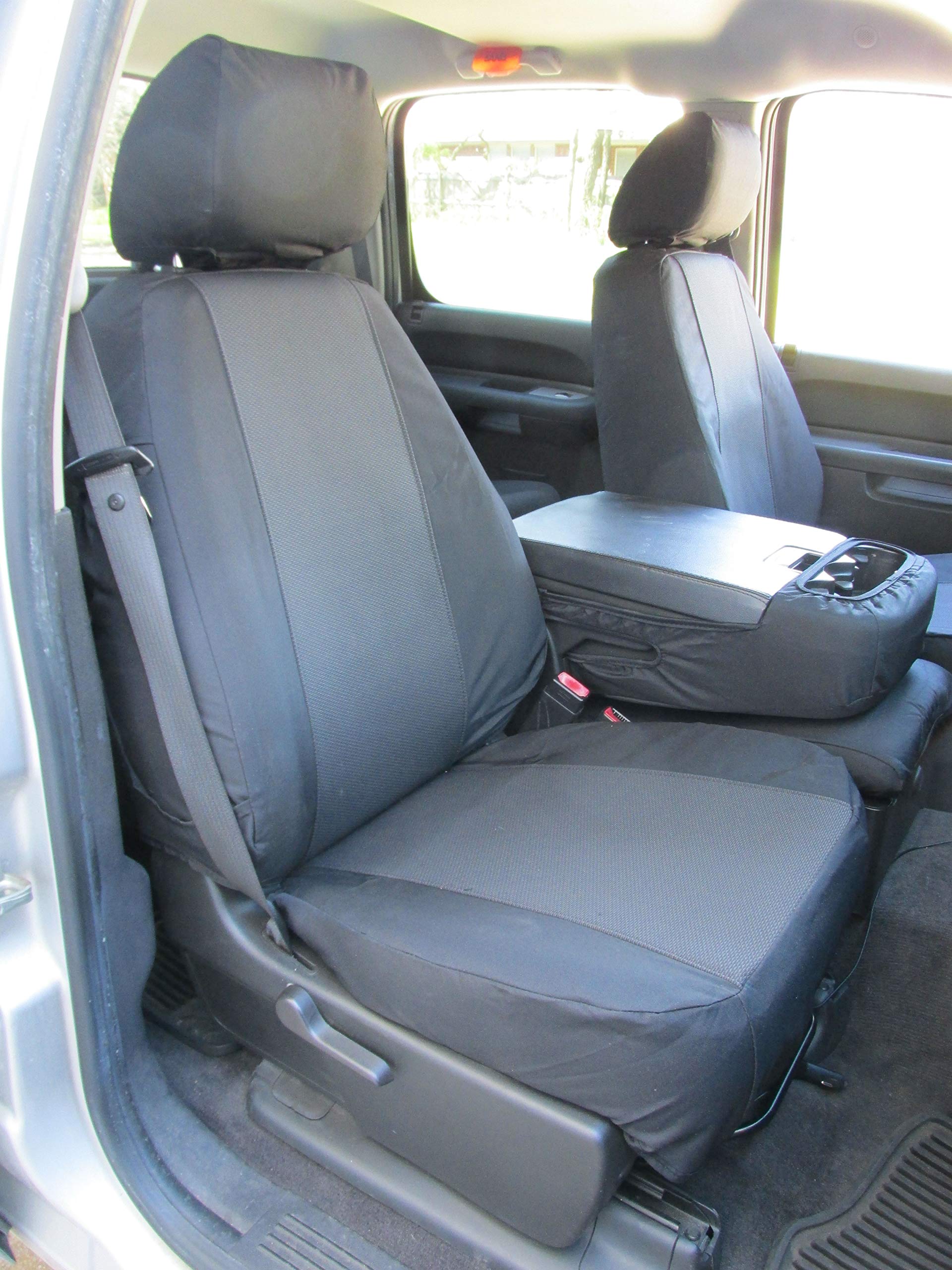 **Durafit Seat Covers for 2010-2013 Chevy Silverado, Tahoe, Avalanche & GMC Sierra LT – Black C1134-C1 – 40/20/40 Split with Center Console & 2 Lids (Side Impact Airbag Compatible) – Perfect for Road Trips, Off-Roading & Daily Commutes**
