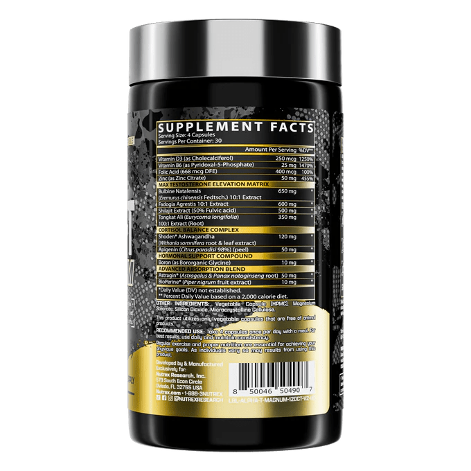 Nutrex Alpha T Magnum Testosterone Booster for Men - Natural Muscle Growth & Strength Supplement - Boost Energy & Performance in Workouts & Gym Training