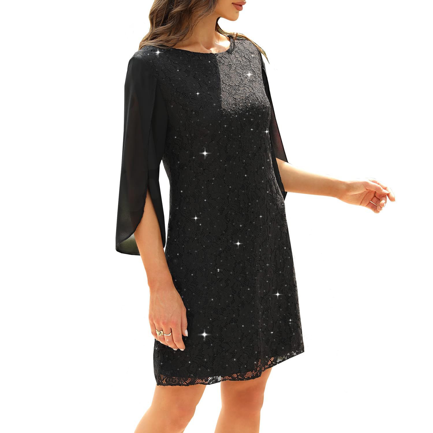Elegant COOAN Women's Lace Sequin Cocktail Dress for Wedding Guest, Prom & Formal Events - Perfect for Evening Parties, Bridal Showers & Special Occasions