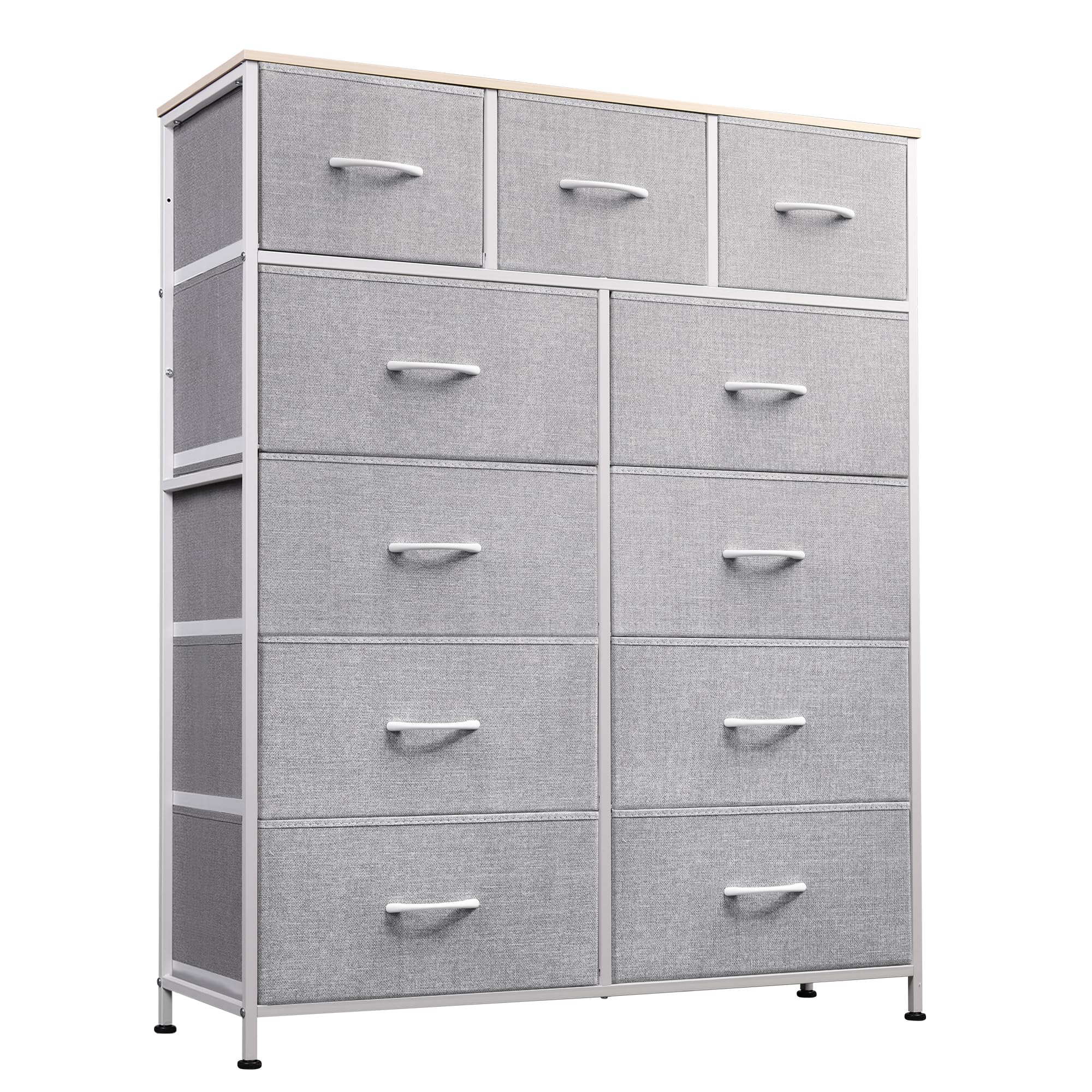 WLIVE 11-Drawer Fabric Dresser Storage Tower with Steel Frame & Wood Top - Tall Dresser Organizer for Bedroom, Closet, Hallway & Living Room - Perfect for Clothes, Toys, Blankets & Home Organization