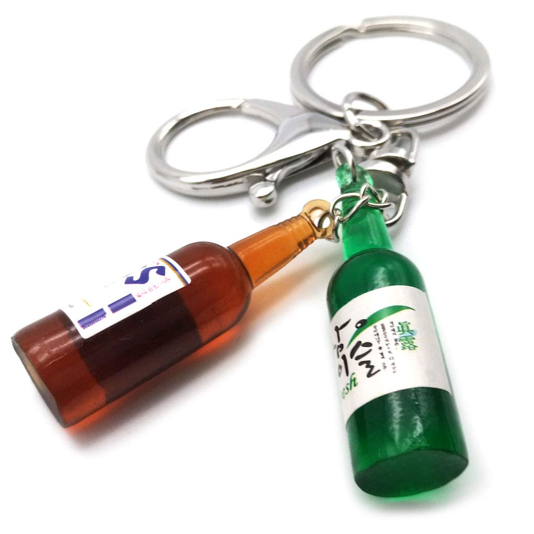 GARASANI Mini Soju & Beer Bottle Keychain - Unique Korean Alcohol Bottle Key Ring for Keys, Bags & Gifts - Perfect for K-Pop Fans, Party Favors & Collectors