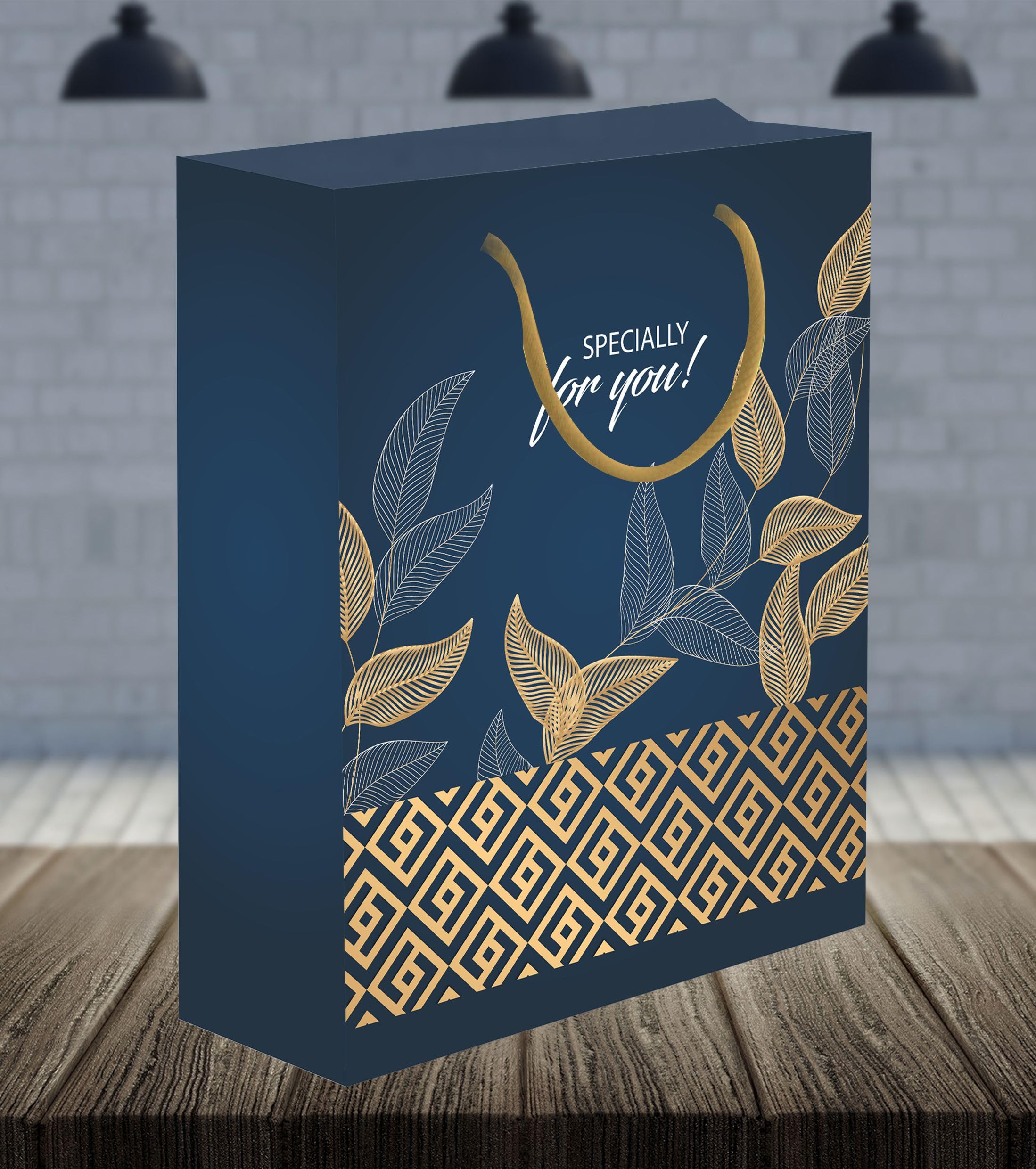 Premium 200 GSM 3D Leaves Matt Laminated Gift Bags - Set of 5, 12.5x10.25x4 Inch Blue - Perfect for Birthday Party Favors, Wedding Favors, Baby Shower Gifts & Special Occasions - Elegant Gift Packaging for Jewelry, Cosmetics & Luxury Items