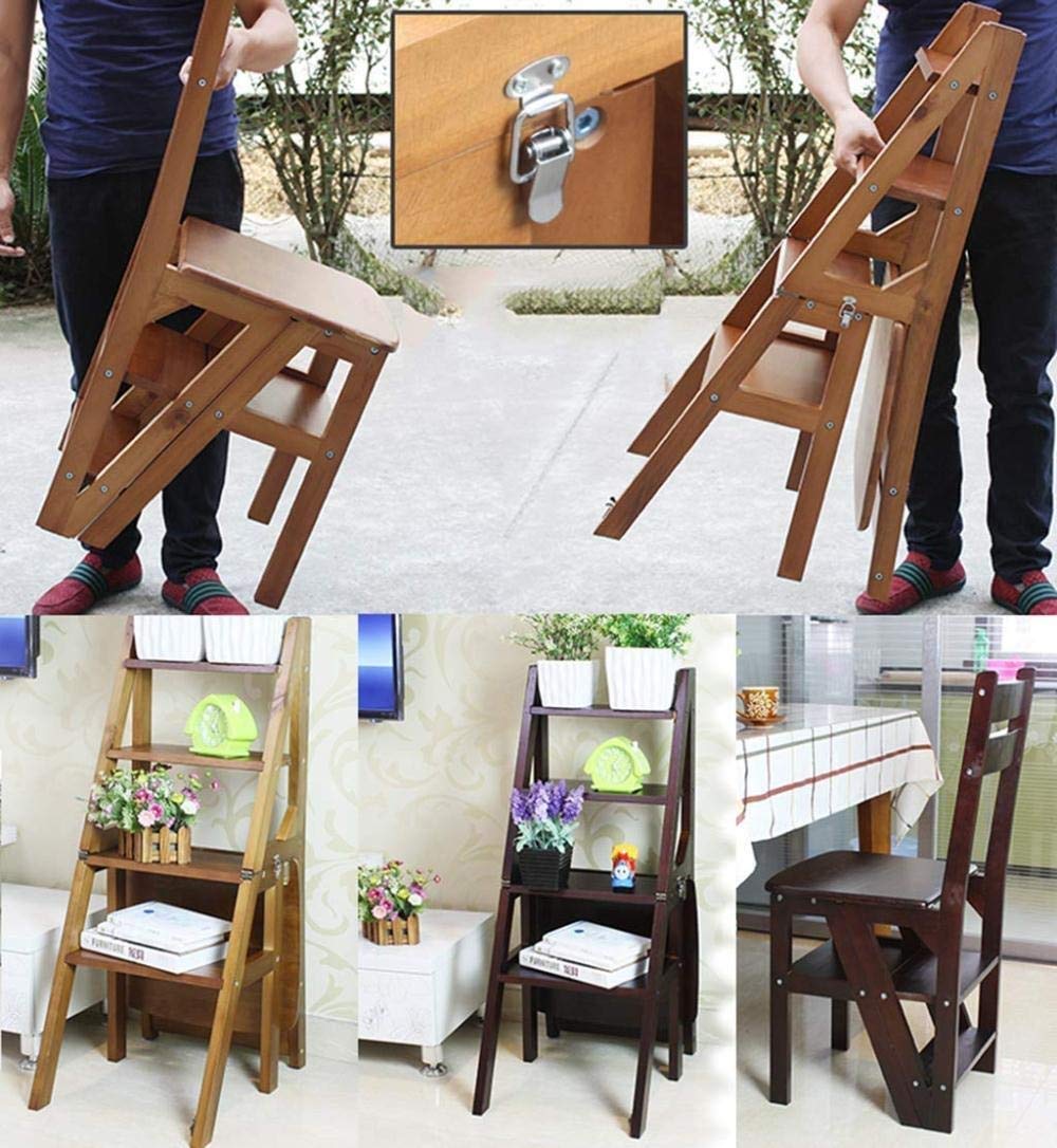 NEVKA Foldable Step Stool, Kitchen Stool, Foot Stool, Portable Flower Stand, Shoe Bench, Storage Shelf (Brown) - Perfect for Home, Kitchen, Bathroom & Garden Organization
