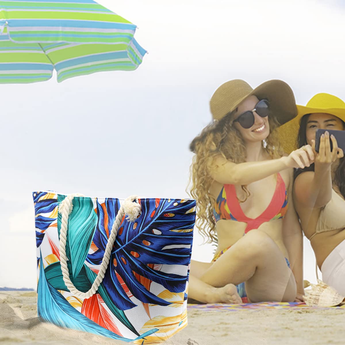 Waterproof Extra Large Beach Tote Bag for Women - Zippered Travel & Daily Use Tote - Perfect for Pool, Beach, Gym & Shopping