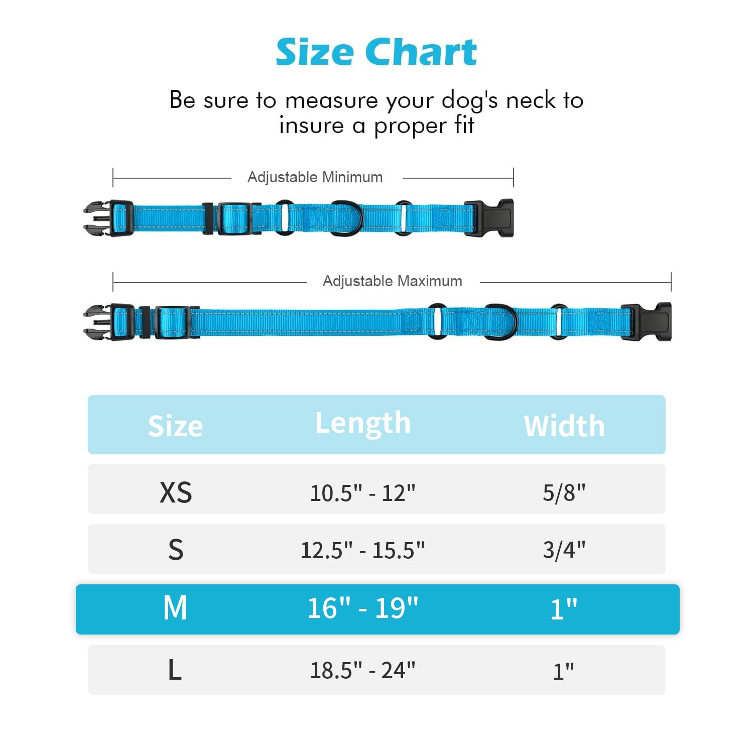 Premium Neoprene Padded Martingale Dog Collar with Reflective Nylon & Quick Release Buckle - Adjustable Training Collar for Medium Dogs (Aqua Blue) - Perfect for Daily Walks, Obedience Training & Nighttime Safety