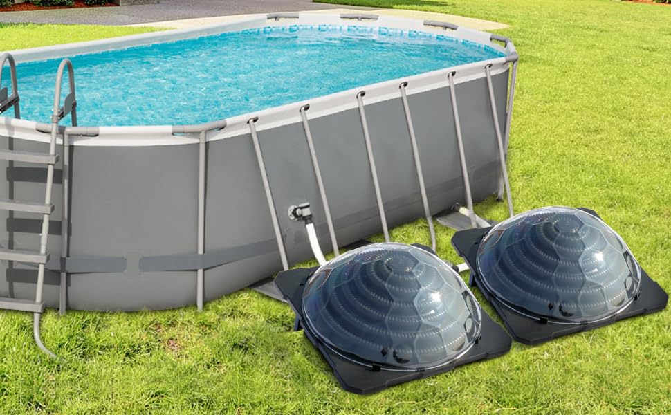 VINGLI 2-Pack Black Solar Pool Heater for Above Ground Pools - Domed Solar Powered Swimming Pool Heating System with Contour Coil Design | Perfect for Backyard, Inflatable & Outdoor Pools