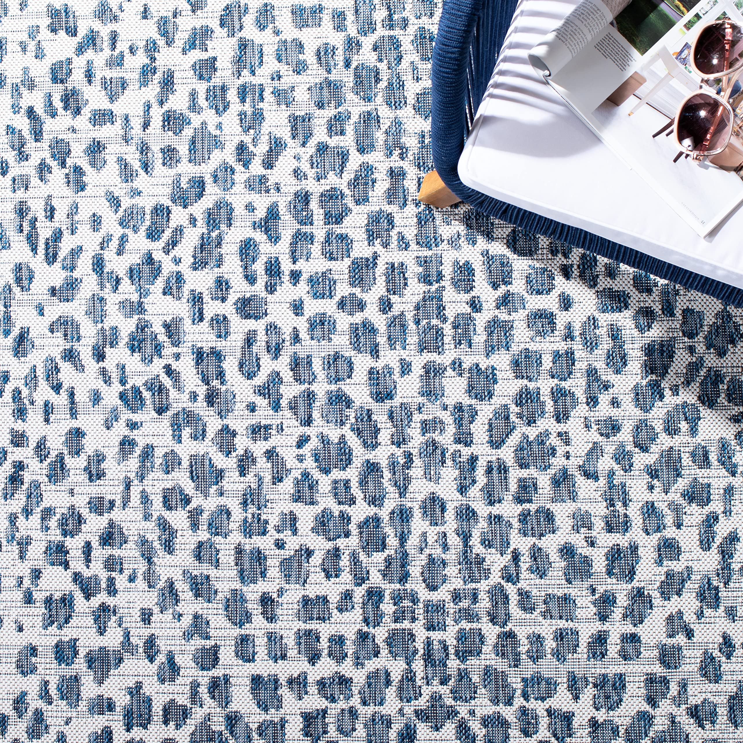 SAFAVIEH Courtyard Collection 9' x 12' Ivory & Navy Indoor/Outdoor Area Rug - Non-Shedding, Easy Care, Washable - Perfect for Living Room, Bedroom, Patio, Backyard, Mudroom (CY8505-53412)