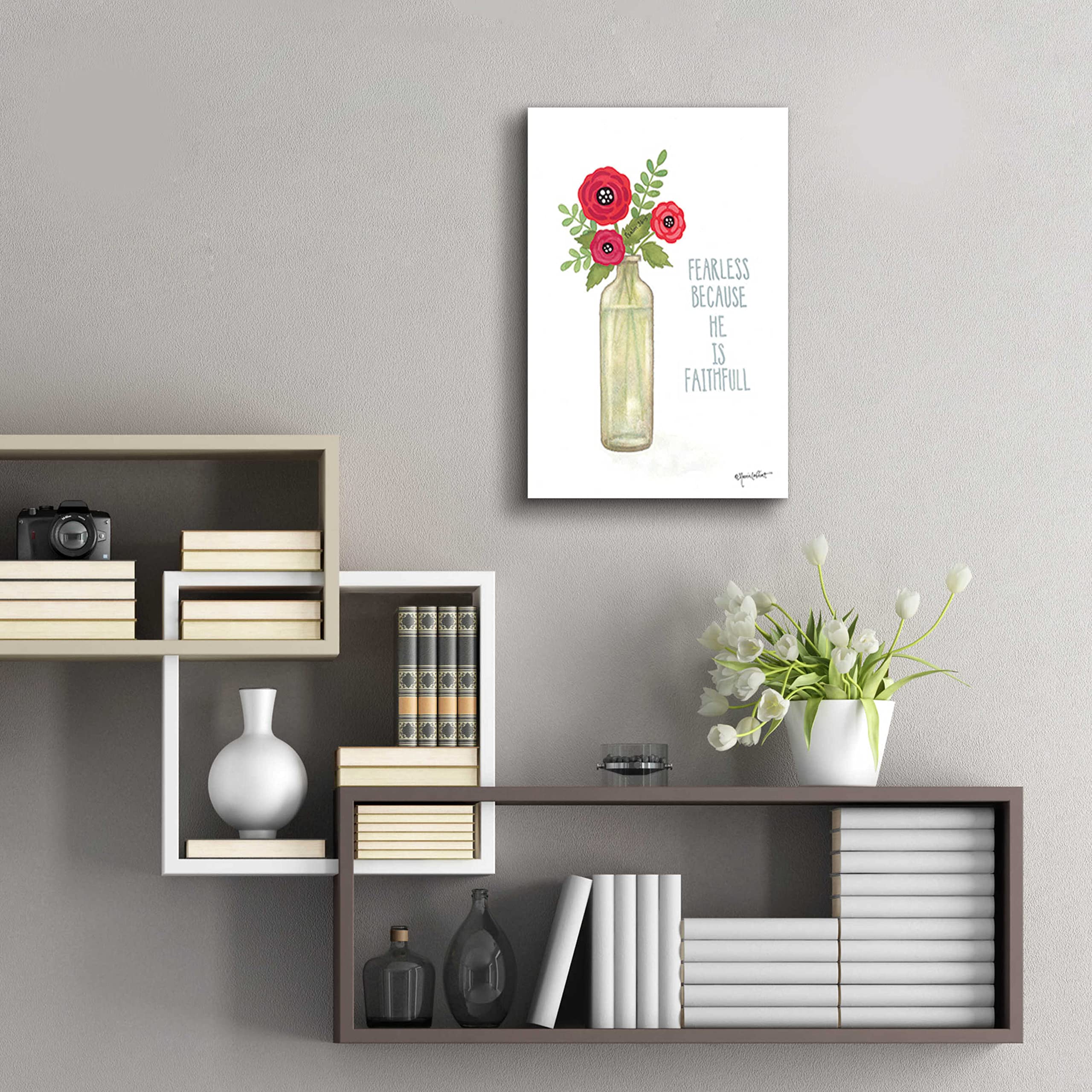 Annie LaPoint 'Red Blossoms - Be Fearless' Acrylic Glass Wall Art - 16x24 Inches Modern Home Decor - Perfect for Living Room, Bedroom & Office Decorations