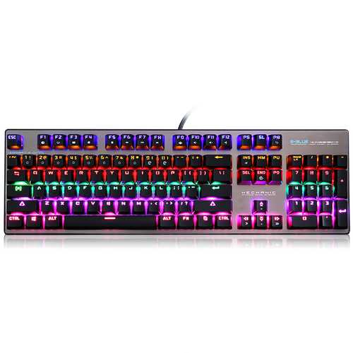 E Blue K753 Mixed Backlit 104-Key USB Wired NKRO Mechanical Gaming Keyboard with Blue Switches - Perfect for PC Gaming, Typing & Office Work