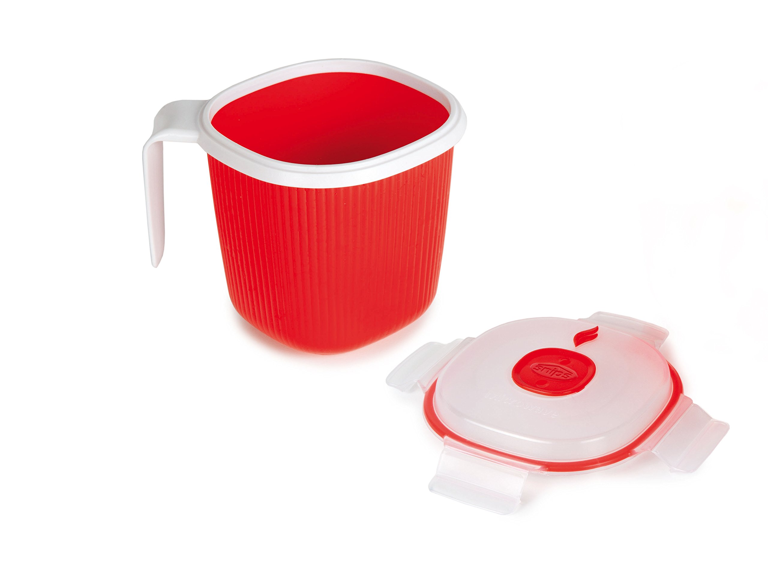 Microwave Safe Mug - 24oz BPA-Free Soup Cup & Coffee Mug with Lid - 0.70 Litre Red Microwave Container (14.5x14.5x12cm) - Perfect for Office, Home & Travel - Made in Italy Tempozero Line