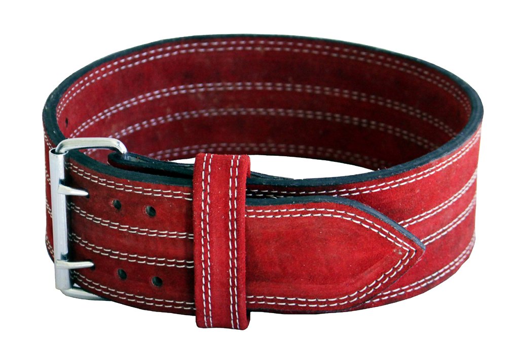 Ader Leather Power Lifting Weight Belt - 4 Inch Premium Red Gym Belt for Weightlifting, CrossFit & Strength Training - Ideal for Deadlifts, Squats & Heavy Lifting Workouts
