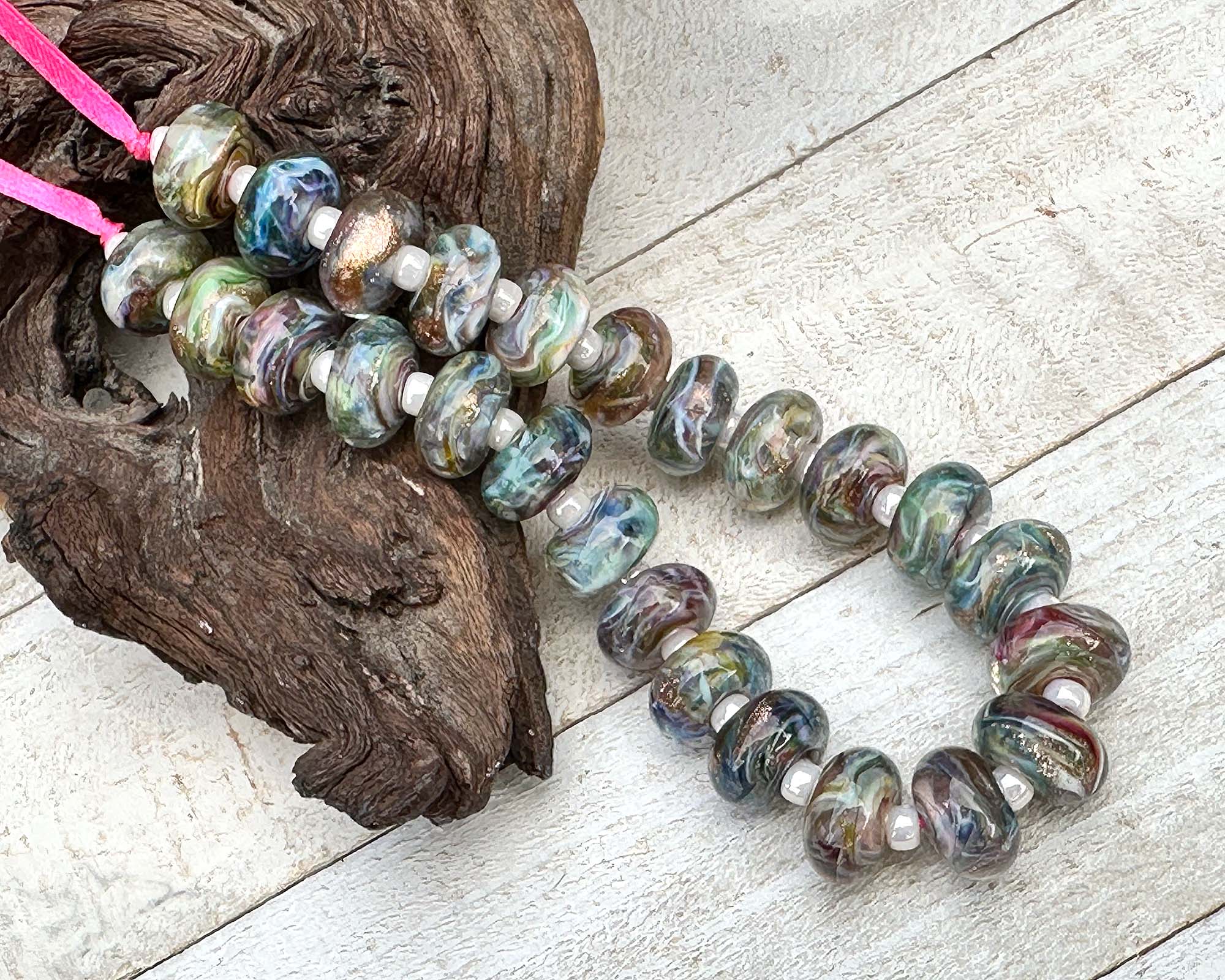 Handmade MTO Rainbow Shimmer Lampwork Glass Beads for Jewelry Making - DIY Bracelets, Necklaces & Craft Projects