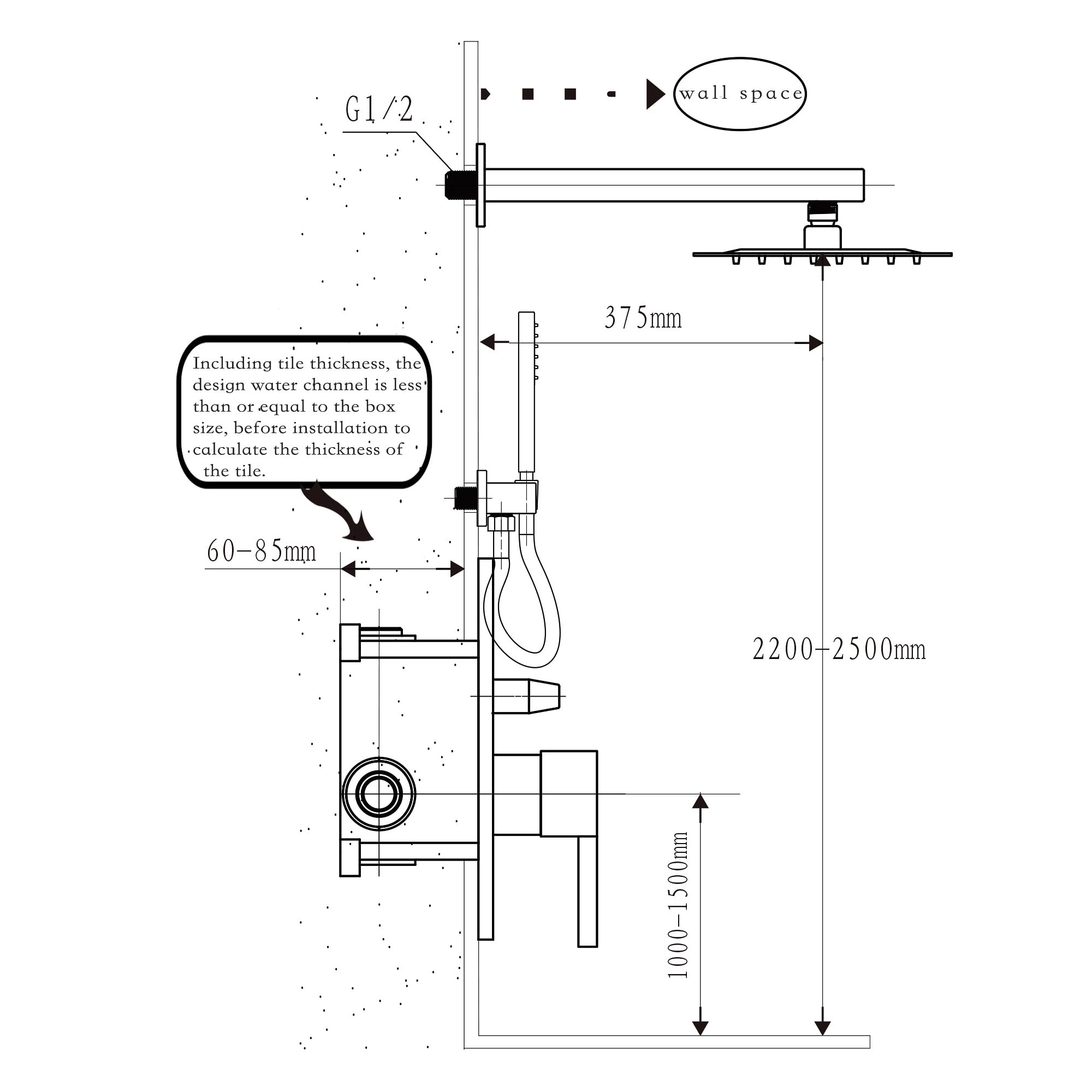 Fransiton 12 Inch Matte Black Rain Shower System Set - Wall Mounted Rainfall Shower Head with Handheld Sprayer, Bathroom Shower Kit (Valve Included) - Perfect for Modern Bathroom Renovation and Spa-Like Shower Experience