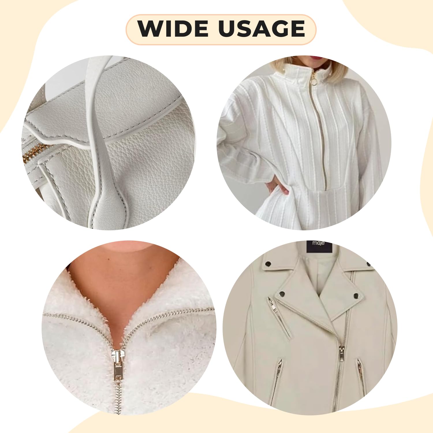 5 Inch Heavy Duty Metal Zipper - Gold Brass Non-Separating Zippers for Sewing, Crafts & DIY Projects - Perfect for Jackets, Bags, Upholstery and Costume Making