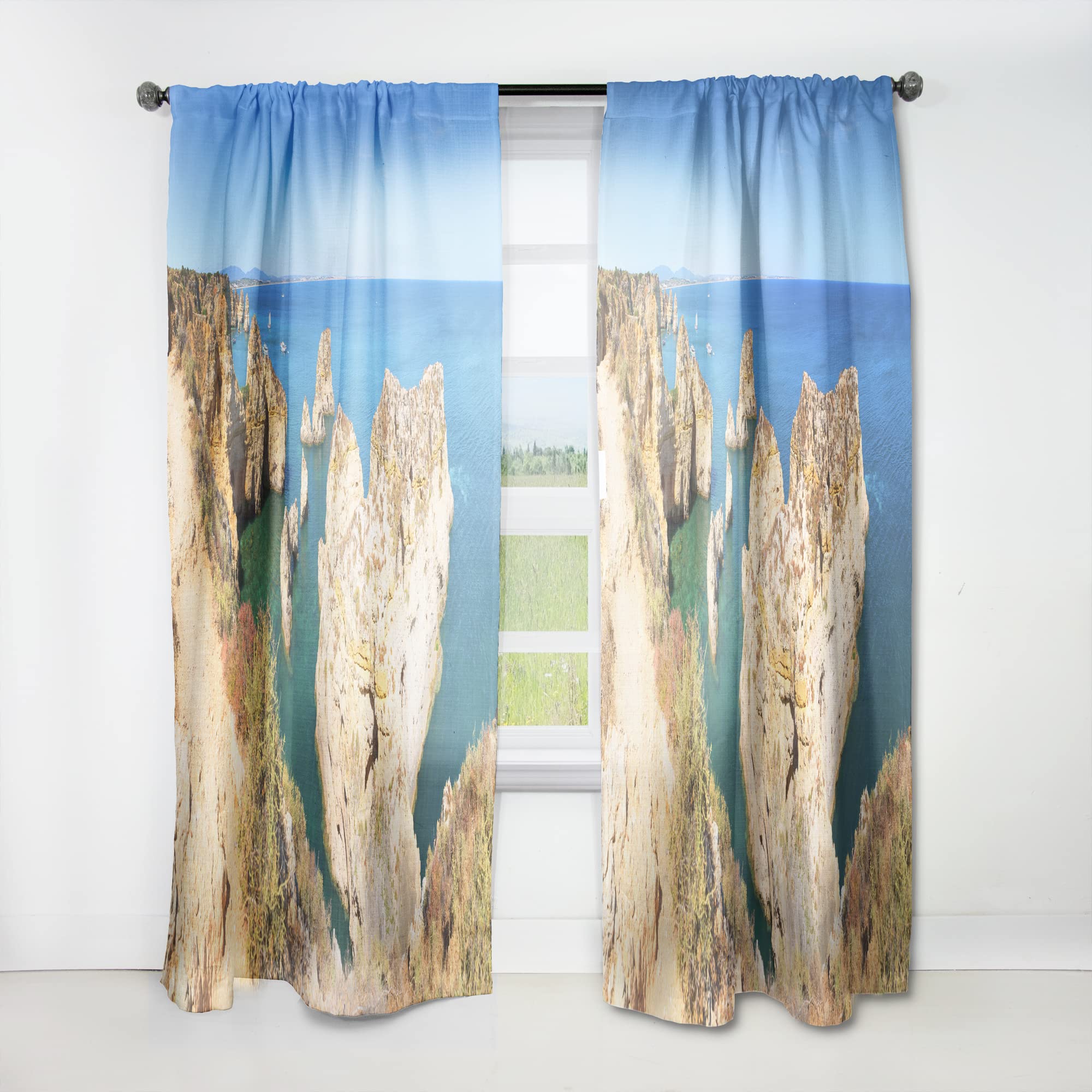 DesignQ Thermal Insulated Curtains - 'Rocky Bay in Portugal' Single Panel 52x120 - Blackout Drapes for Bedroom & Living Room - Perfect for Energy Efficiency & Light Control