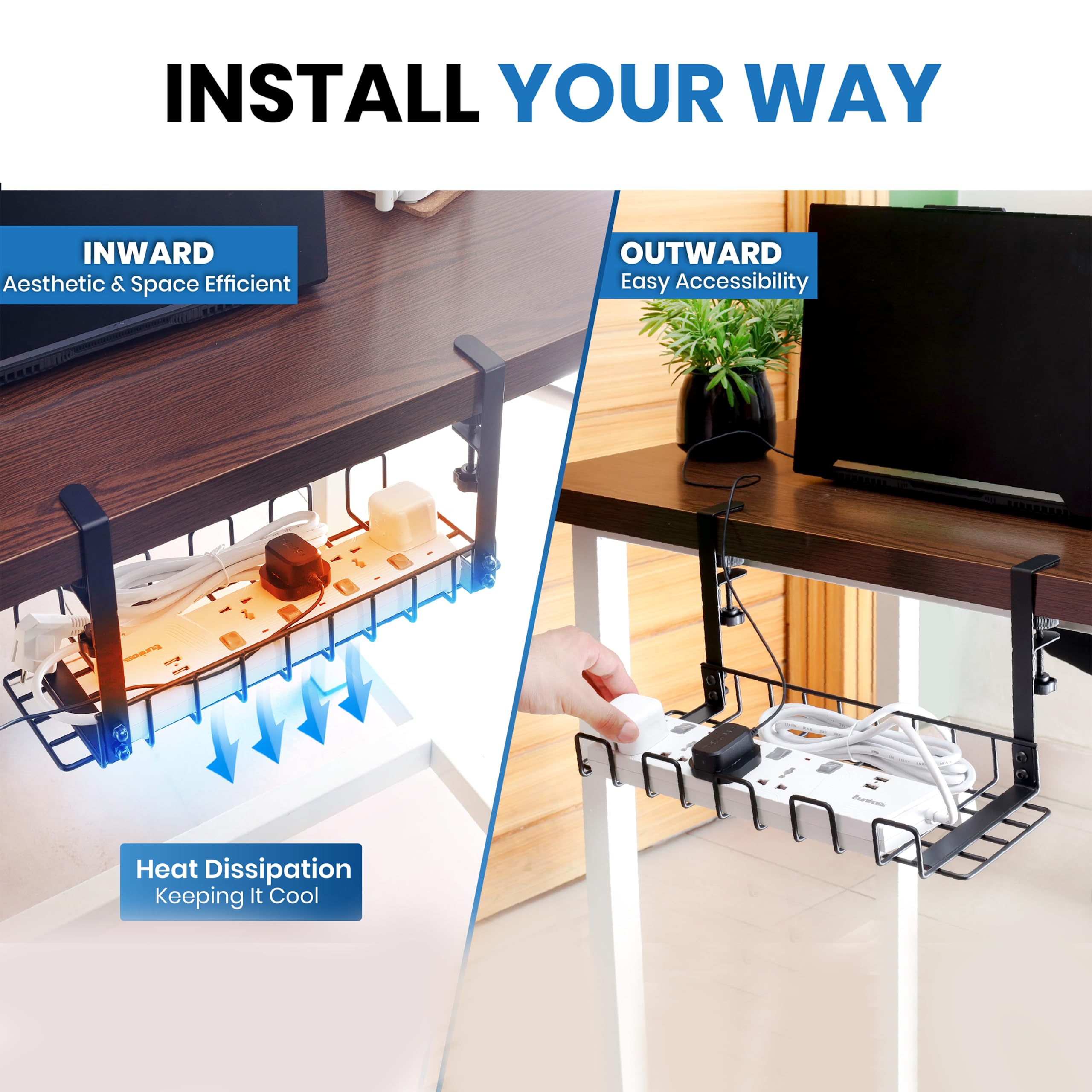Under Desk Cable Management Tray - 16