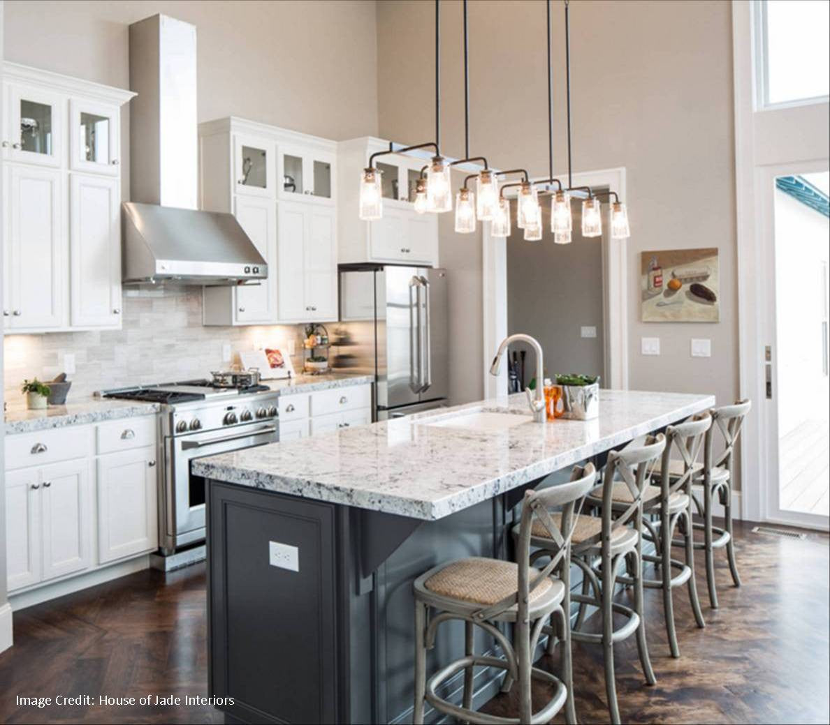 Braelyn Linear Chandelier - Modern 6-Light LED Crystal Pendant Lighting Fixture for Dining Room, Kitchen Island, Living Room & Bedroom - Elegant Gold Finish Contemporary Ceiling Light