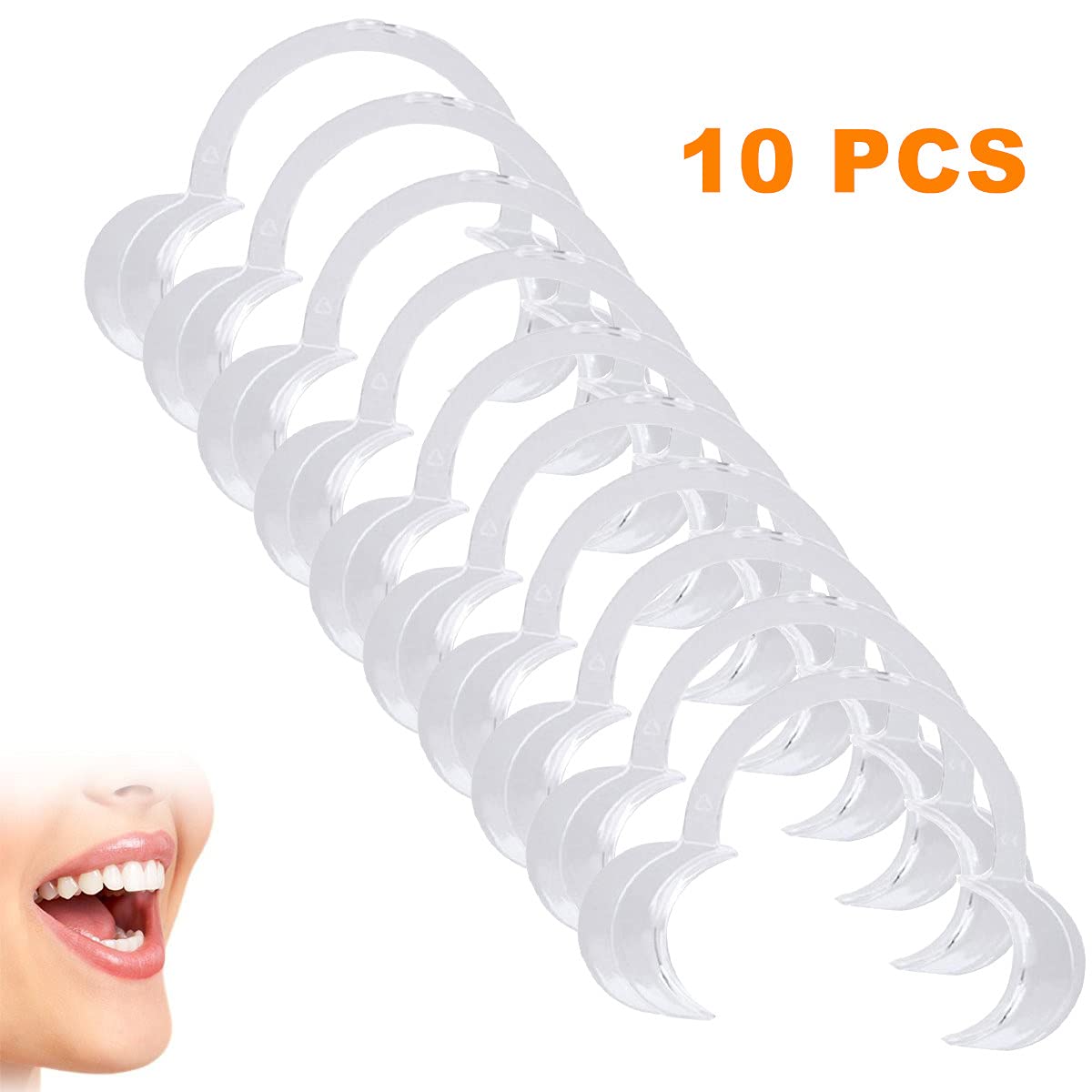 10-Pack Disposable C-Shape Cheek Retractors for Dental Teeth Whitening, Mouth Guards & Speak Out Games - Medium Size (White) - Perfect for Dentists, Teeth Whitening Kits & Party Games