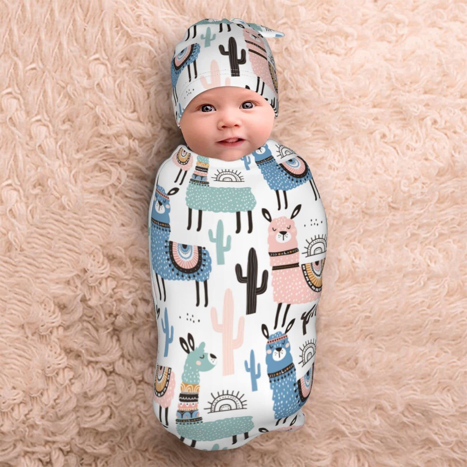 Soft Baby Swaddle Blanket - Breathable Newborn Sleeping Bag for Boys & Girls - Unisex Swaddling Sack with Llama Design - Perfect for Nursery, Naptime & Travel