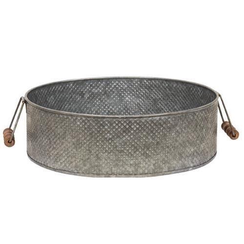 2-Pack Metal Serving Trays with Wooden Handles - Rustic Kitchen & Dining Serving Platters for Parties, Picnics, and Home Decor