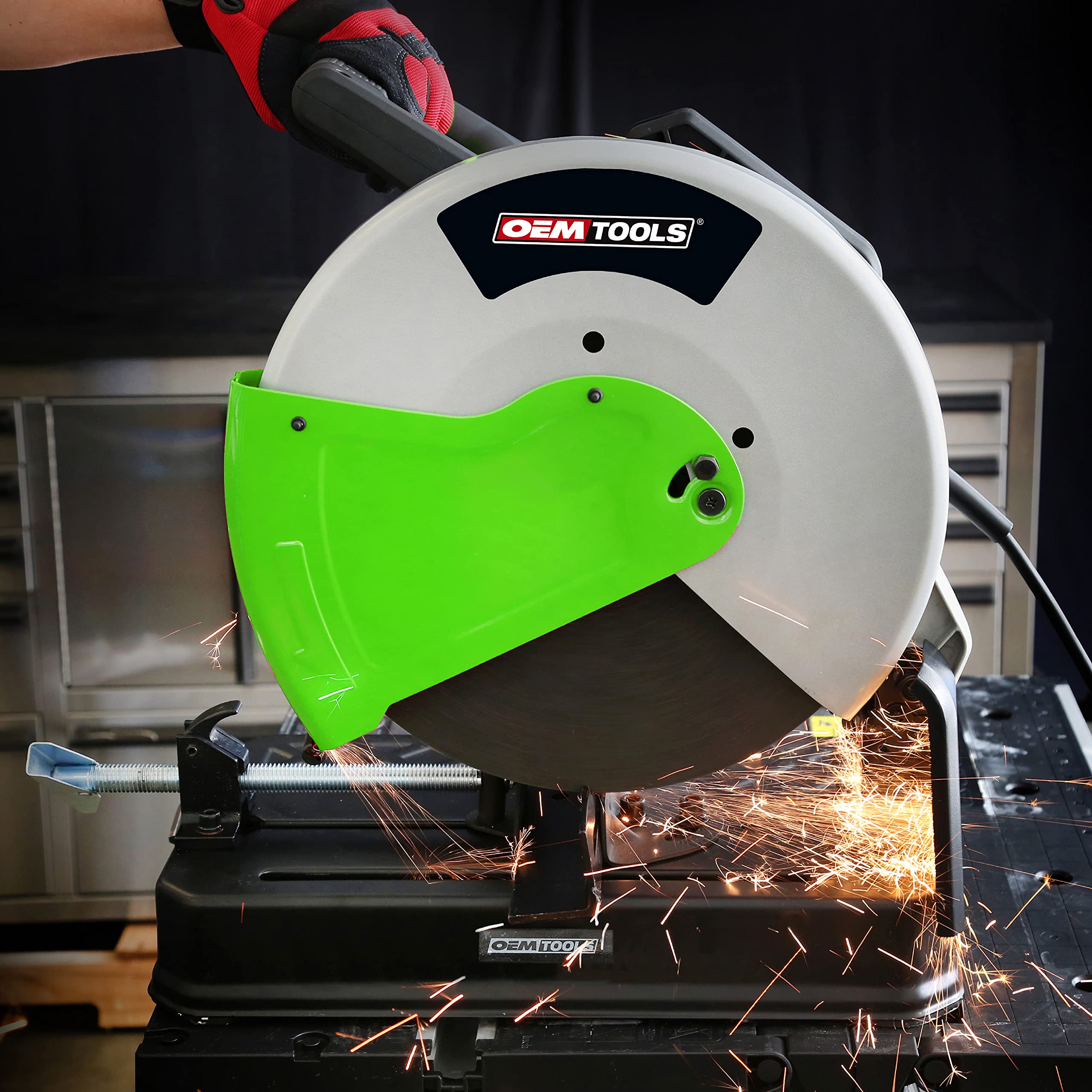 OEMTOOLS 24723 14 Inch Metal Cutting Chop Saw with Steel Base - Heavy Duty Circular Saw for Wood & Metal Projects | Perfect for DIY, Construction & Workshop Use