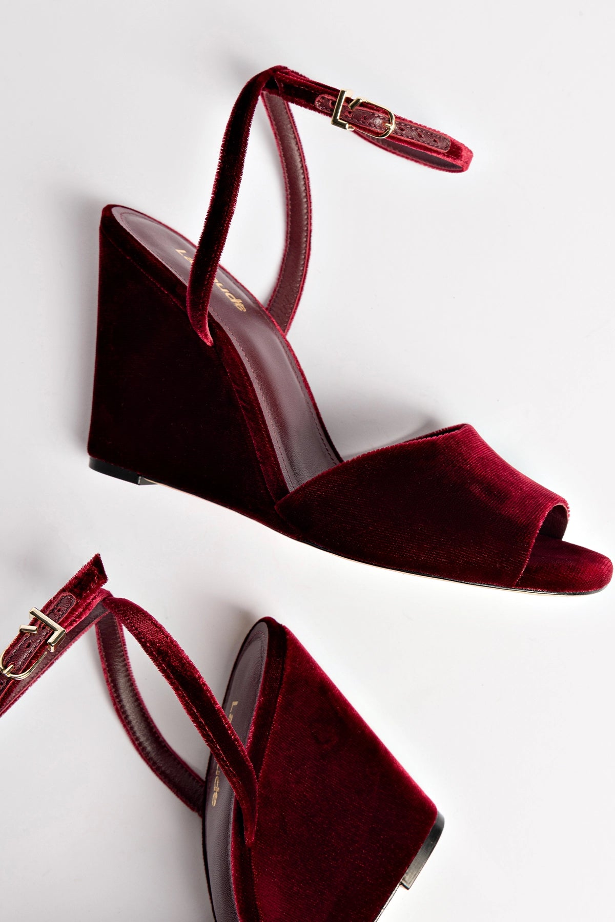 Yves Women's Velvet Wedge Heels in Wine Red - Stylish & Comfortable Shoes for Parties, Weddings & Evening Events