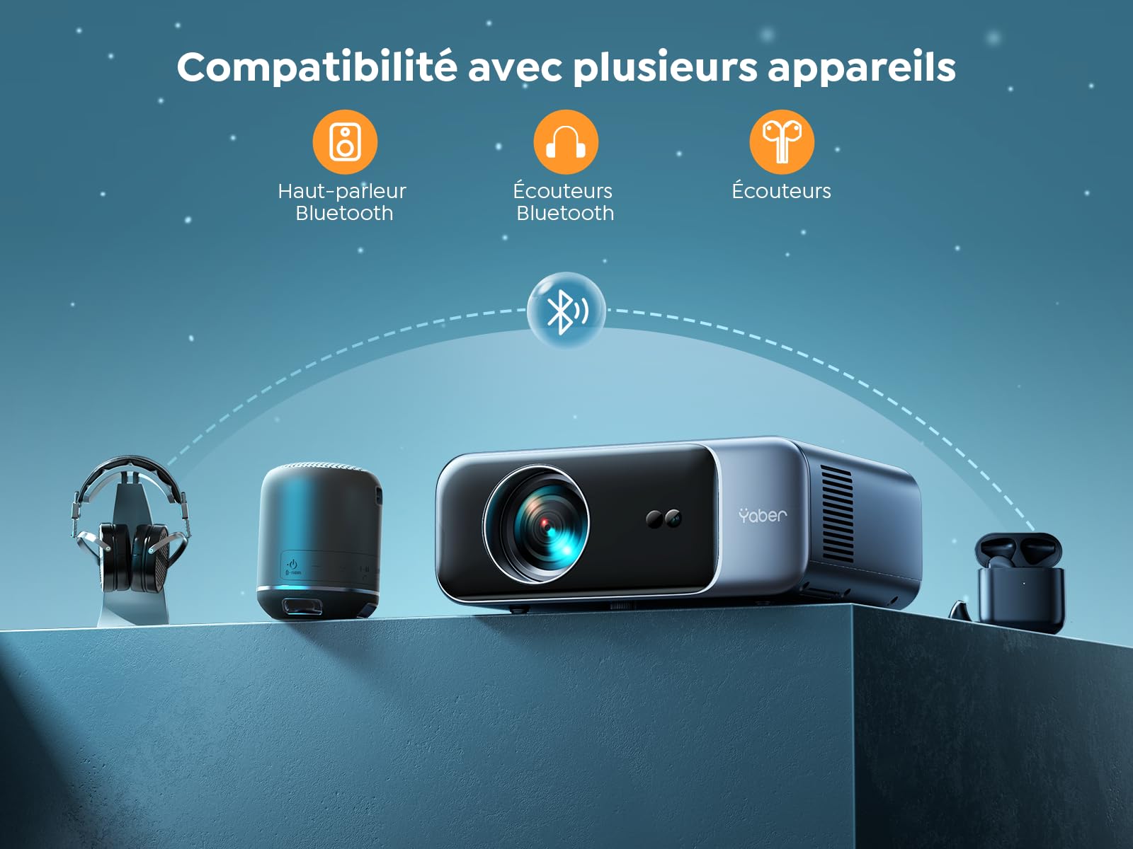 YABER V9 4K WiFi 6 Bluetooth Projector - 30000 Lumens, Auto Focus & Keystone, 2x6W Speakers, Native FHD 1080P Portable Video Projector for Home Theater, Outdoor Movies, Smartphone & TV Stick Streaming