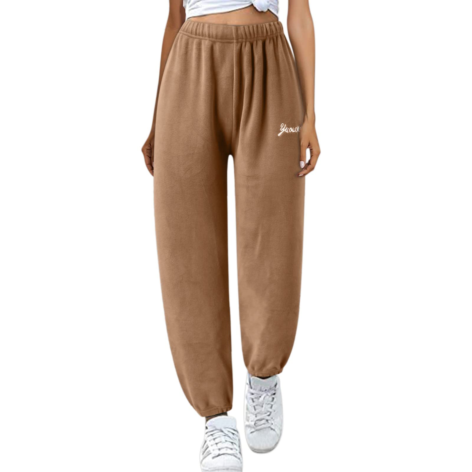 Women's Stretchy Black Casual Pants - Winter Warm Thick Soft Trousers for Homewear & Lounge | Perfect for Work, Travel & Relaxation