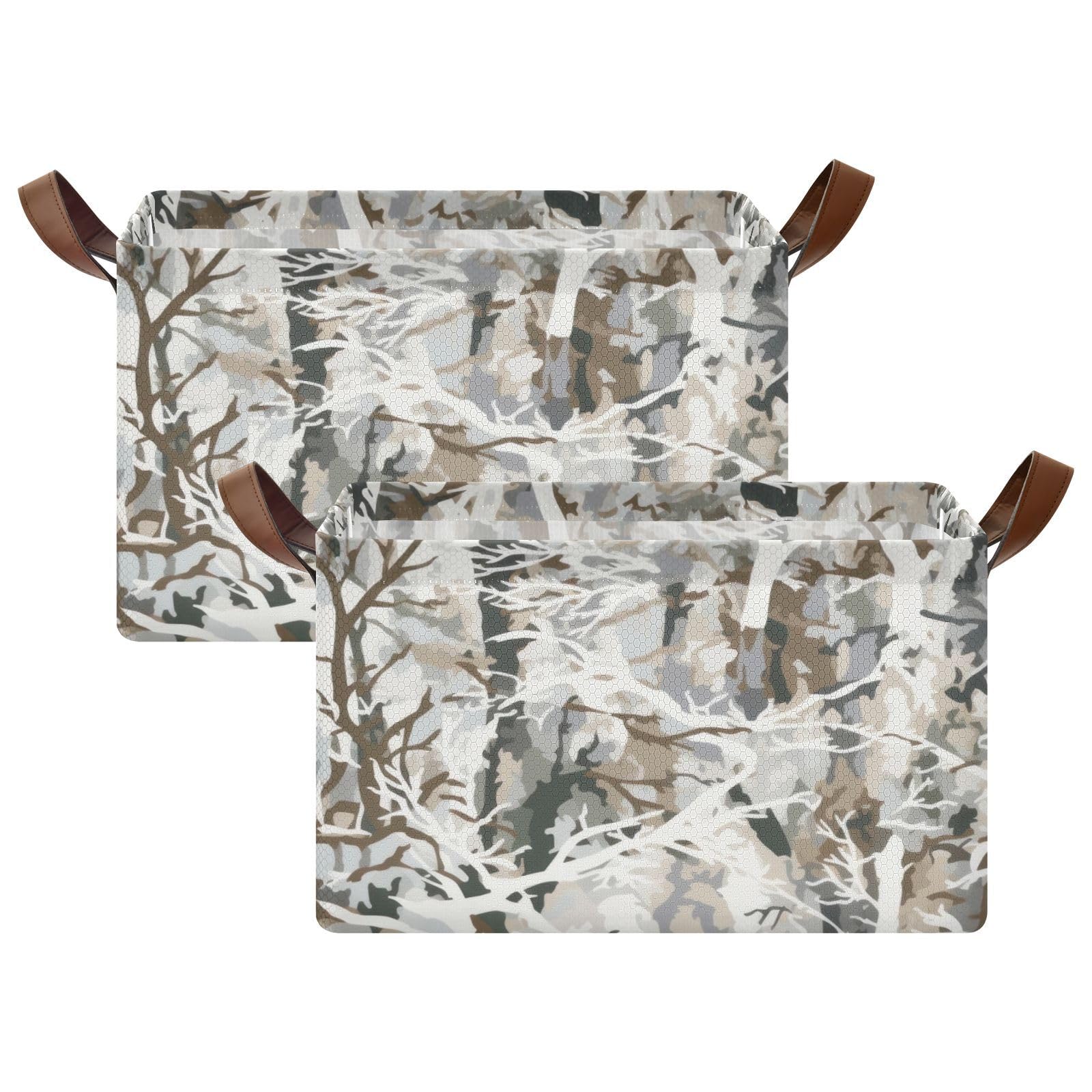 Large Abstract Tree Design Fabric Storage Baskets - Foldable Organizer Bins with Handles for Closet, Bedroom & Office (2-Pack) | Perfect for Clothes, Toys & Home Organization