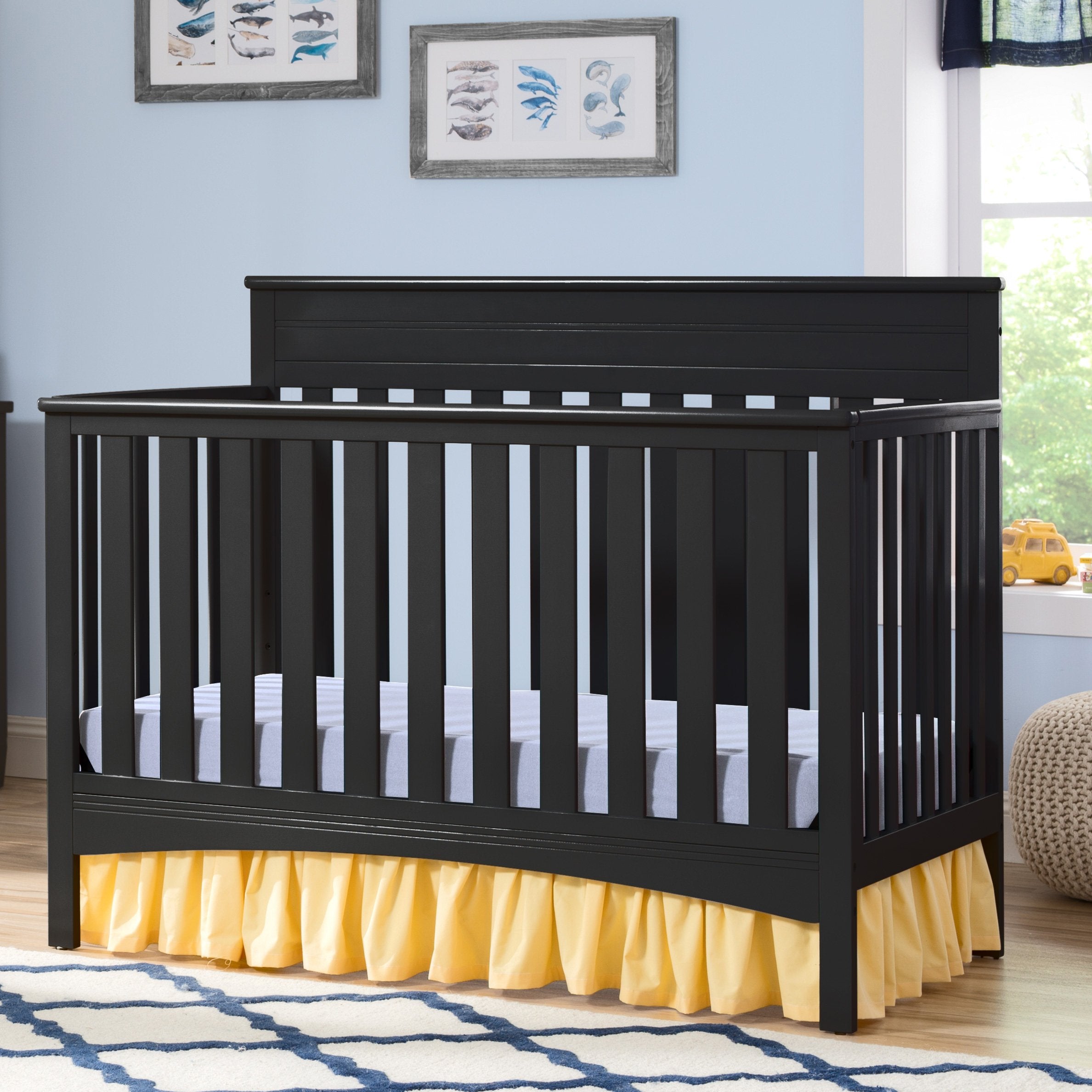 Fabio 4-in-1 Convertible Baby Crib - Toddler Bed, Daybed & Full-Size Bed | Safe & Durable Nursery Furniture for Newborns to Teens | Perfect for Bedrooms, Daycare & Guest Rooms