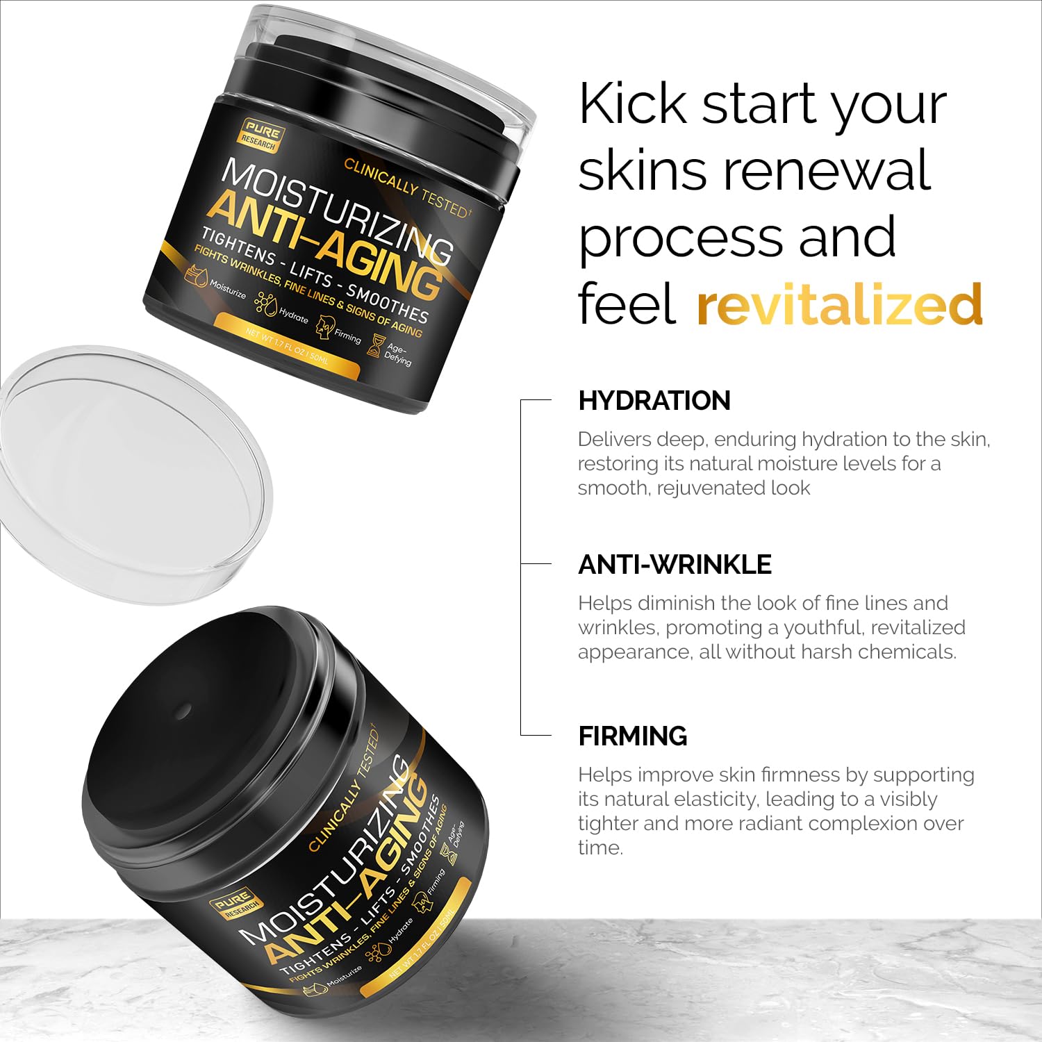 Best Anti-Aging Face Cream for Men - Collagen, Retinol & Hyaluronic Acid Moisturizer - Day & Night Wrinkle Cream - 1.7 oz Men's Skincare - Perfect for Daily Hydration & Reducing Fine Lines