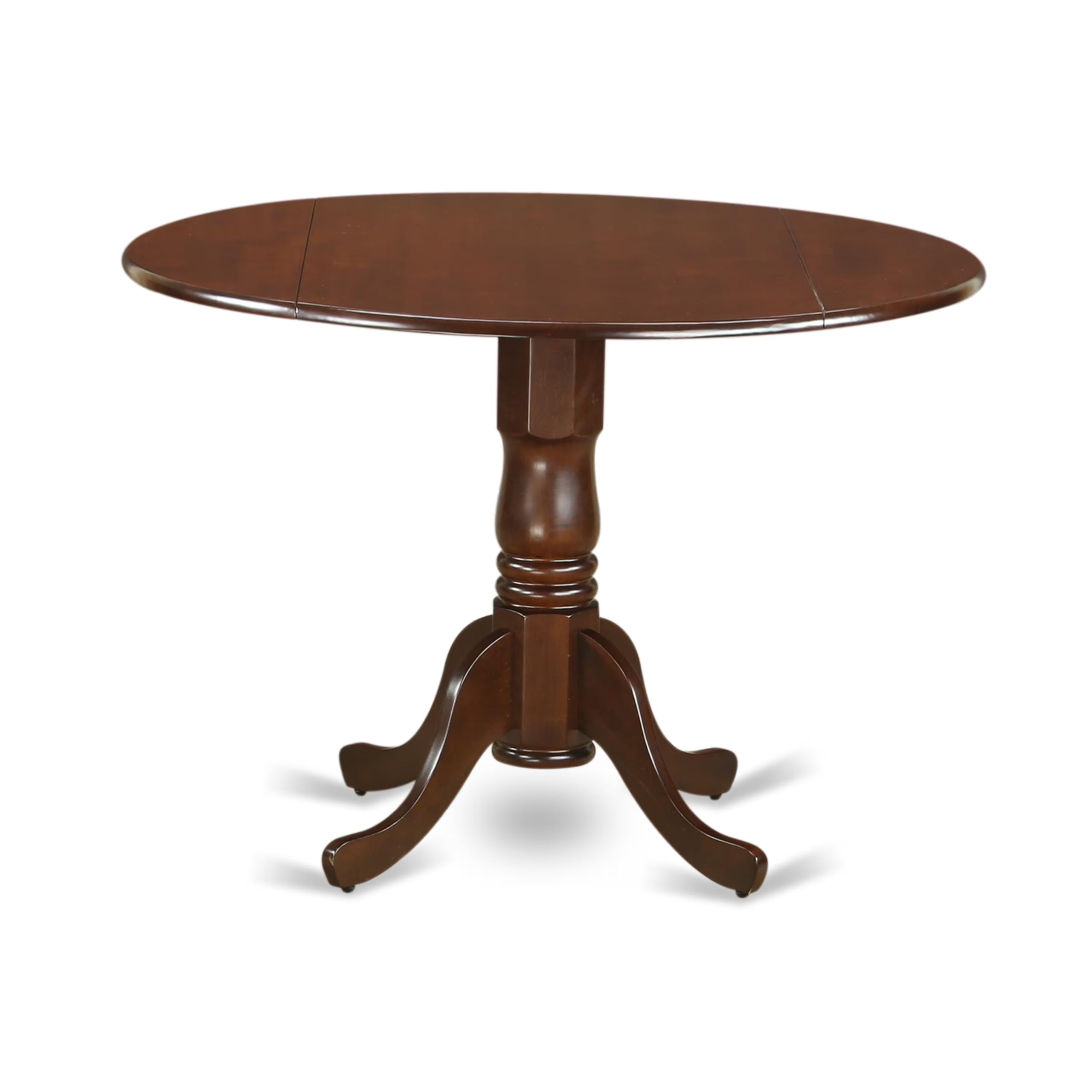 East West Furniture DLCA3-MAH-W 3-Piece Round Drop Leaf Kitchen Table Set with 2 Chairs for Small Spaces, 42x42 Inch, Mahogany - Perfect for Apartments, Breakfast Nooks & Cozy Dining Areas