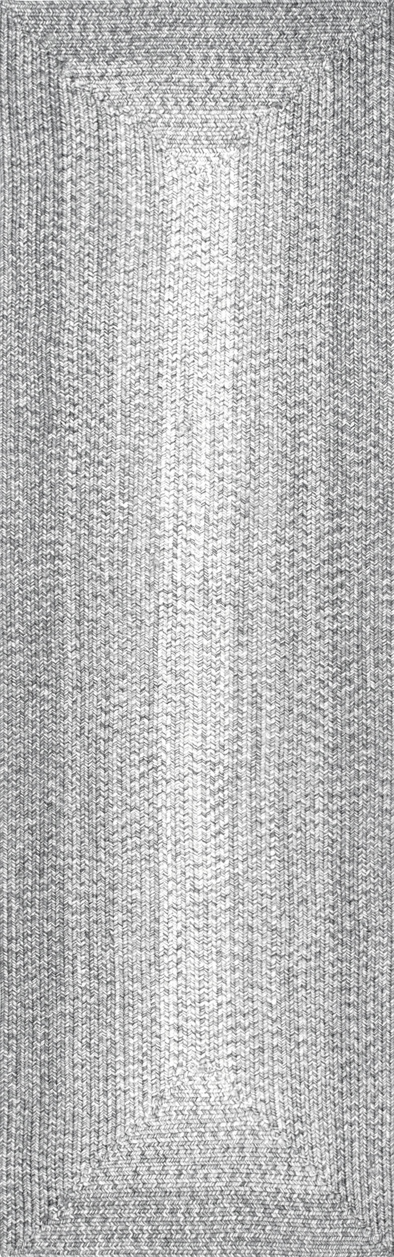 Braided Gradience Indoor/Outdoor Rug - Light Grey Non-Slip Area Carpet for Living Room, Bedroom, Patio & Deck - Soft & Durable Home Decor Mat