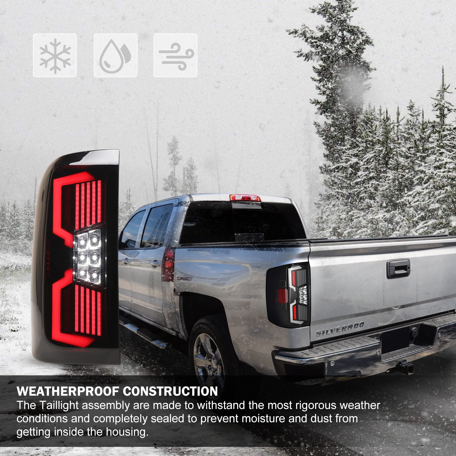 AUTOWIKI LED Taillight Assembly for 2014-2018 Chevy Silverado 1500/2500HD/3500HD - Dynamic LED Turn Signal Lights, Clear Lens Tail Lamps (1 Pair) - Perfect for Night Driving & Enhanced Safety