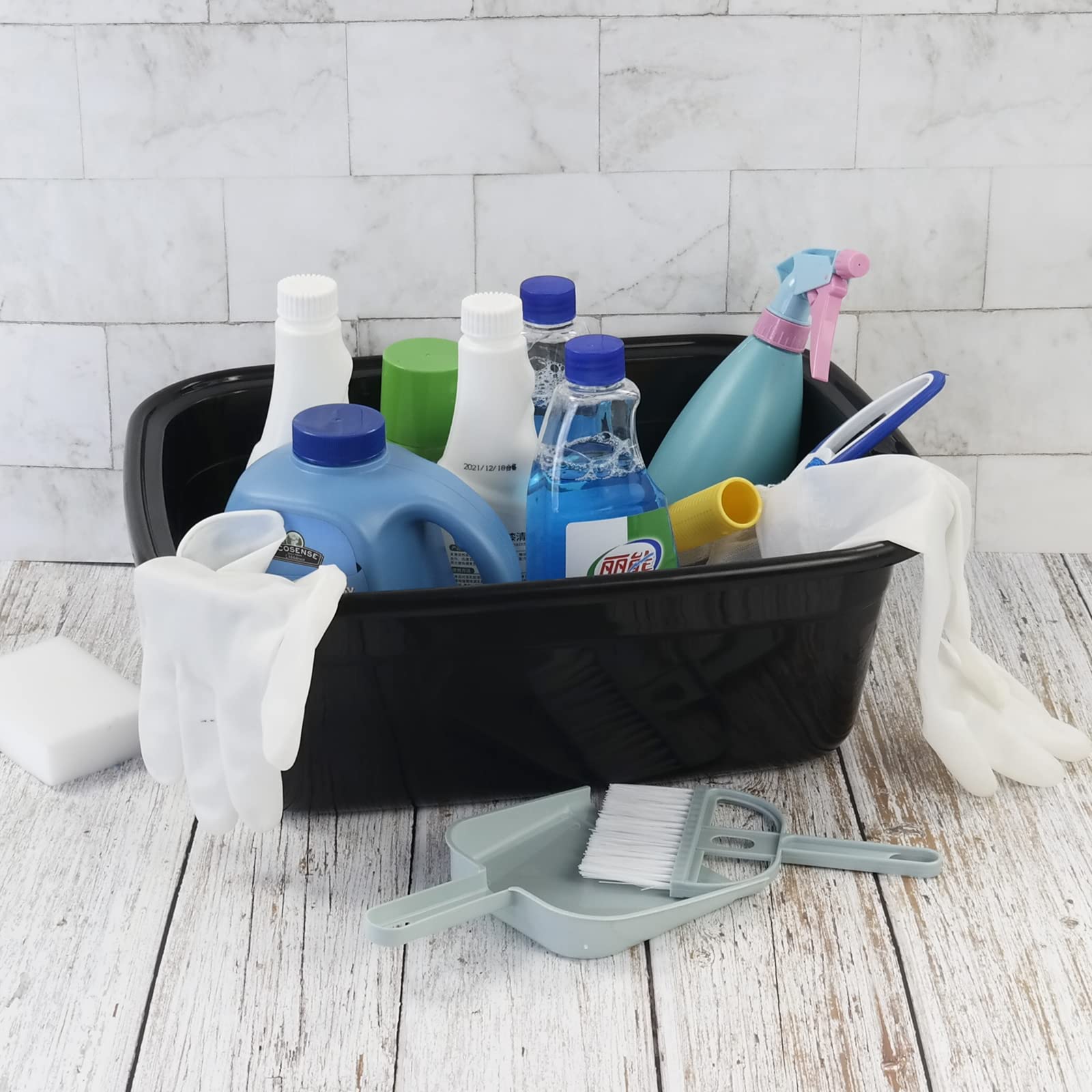 16 Quart Black Dish Tubs - 3 Pack Plastic Wash Basins for Kitchen, Laundry & Household Cleaning | Durable Multipurpose Utility Bin for Washing Dishes, Soaking Clothes & Organizing Items
