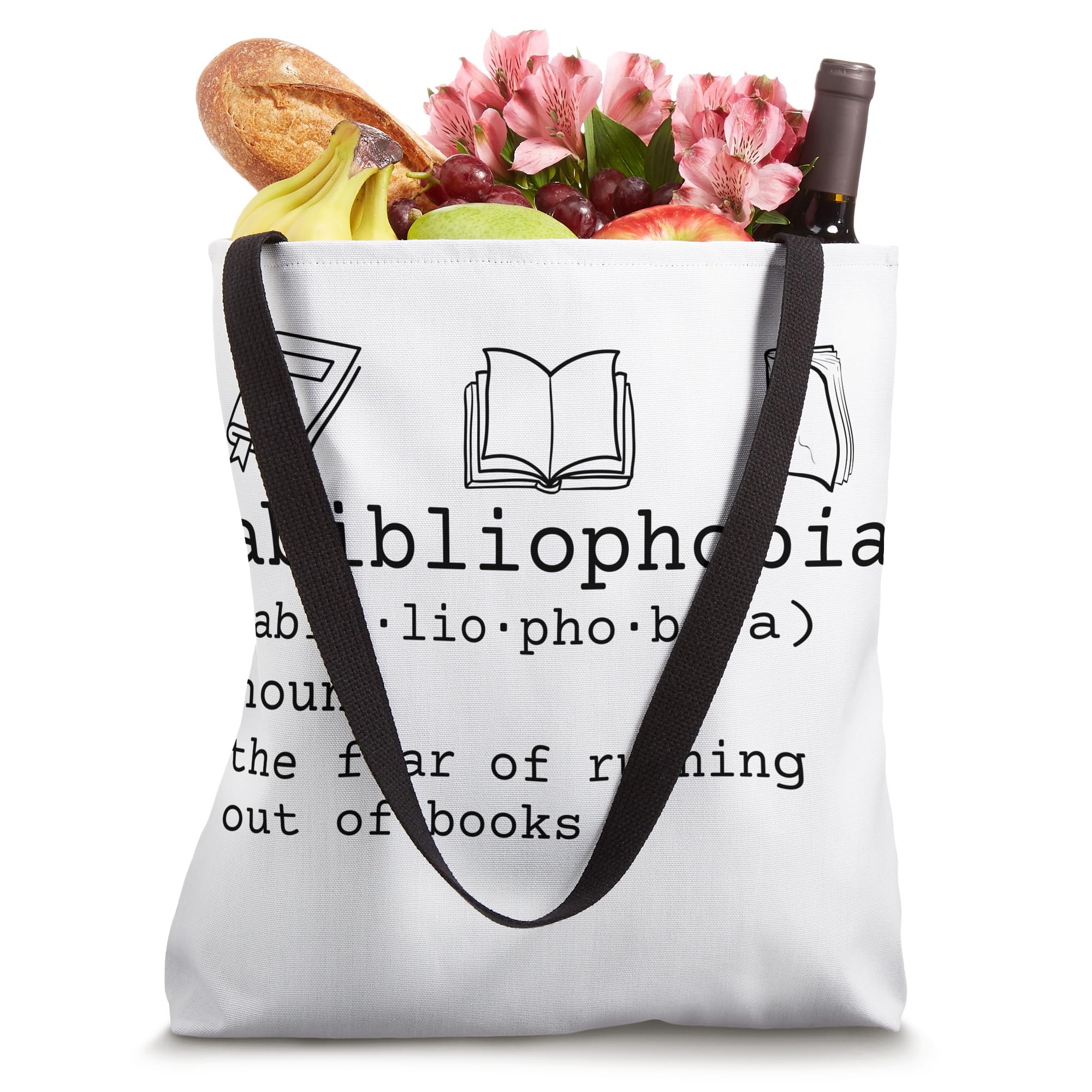Abibliophobia Definition Tote Bag - Fear of Running Out of Books - Perfect for Book Lovers, Readers & Library Visits