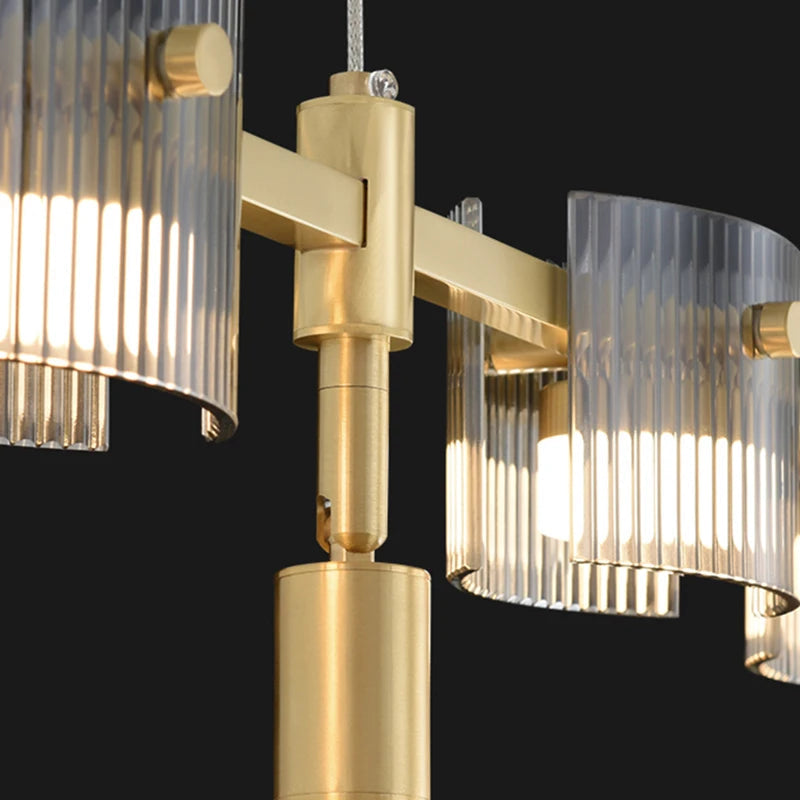 Modern Linear Kitchen Island Chandelier in Black & Gold - Slepend Pendant Lighting for Dining Room, Breakfast Nook & Contemporary Home Decor