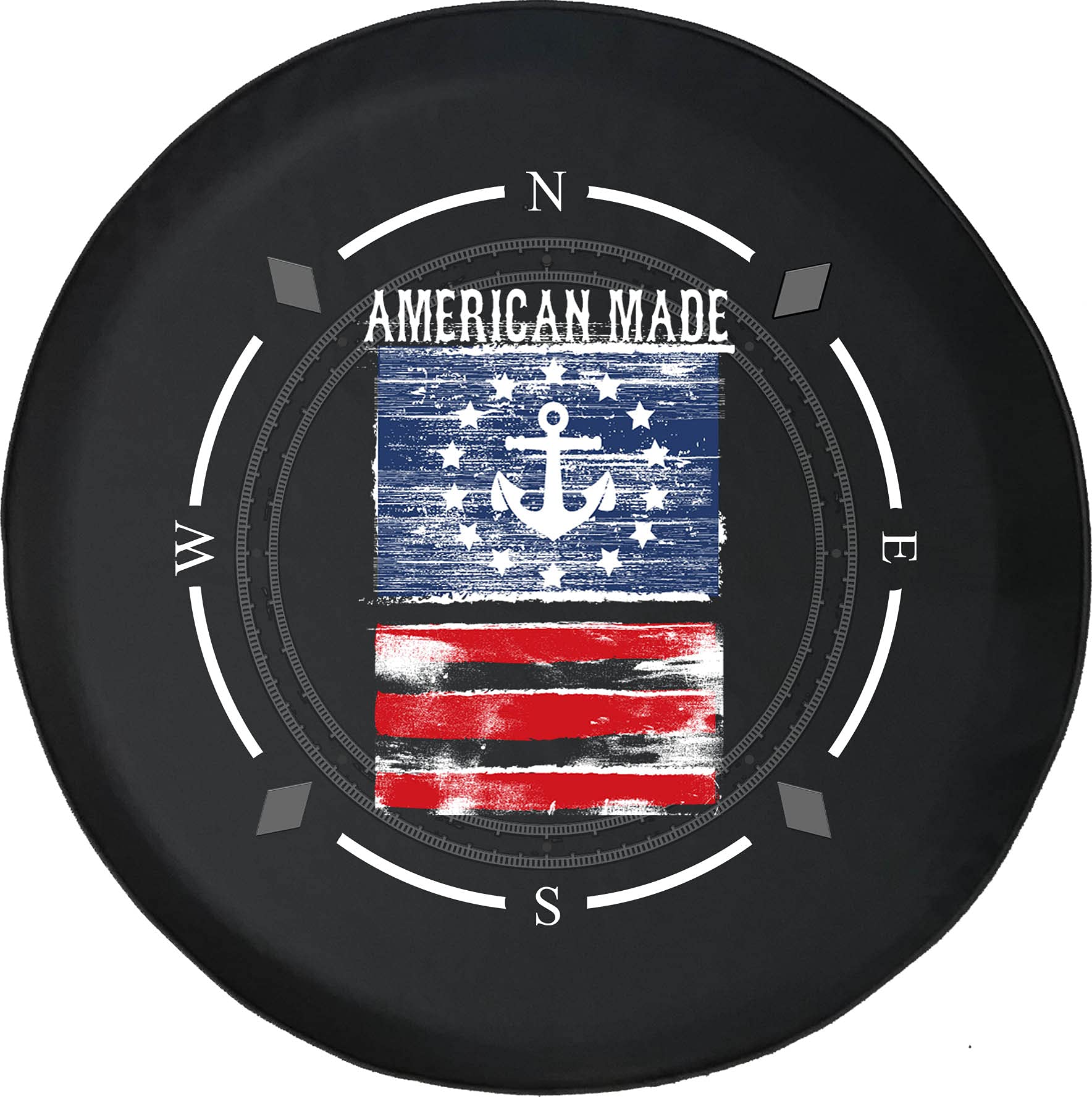 Premium Spare Tire Cover with Compass & Nautical American Flag Design - Universal Fit for SUV, Trailer, RV & Most Vehicles - Waterproof & UV Resistant for Outdoor Adventures & Road Trips