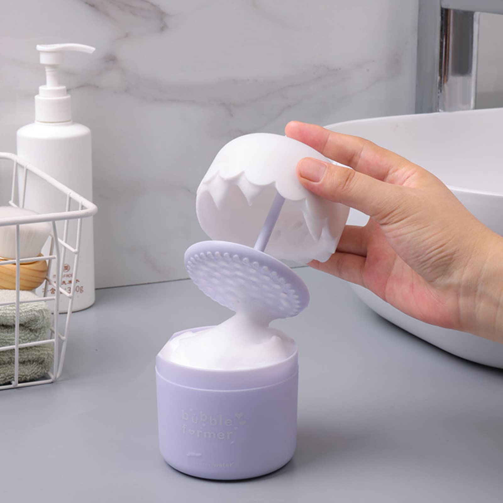 Quick Foaming Manual Face Foam Maker Cup - Cute Skincare Tool & Soap Dispenser for Home, Bathroom, Travel (Purple) | Perfect for Daily Facial Cleansing & Travel Skincare Routine